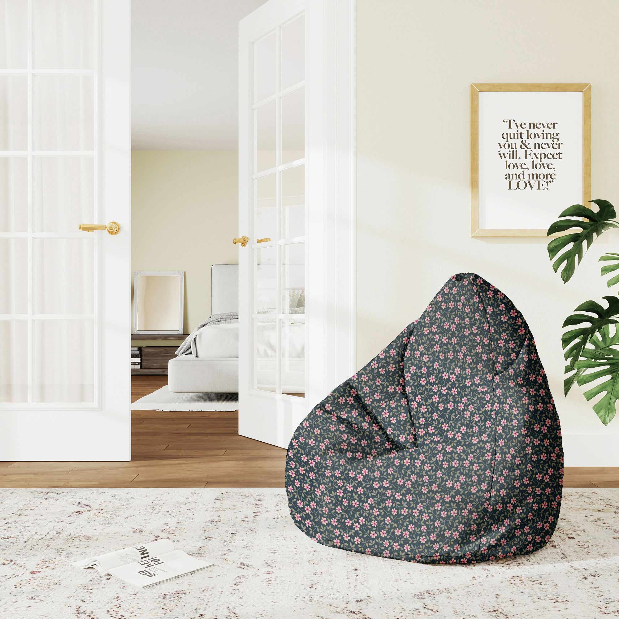 Pear-shaped Pouf Romantic Flowers-M-Oxford