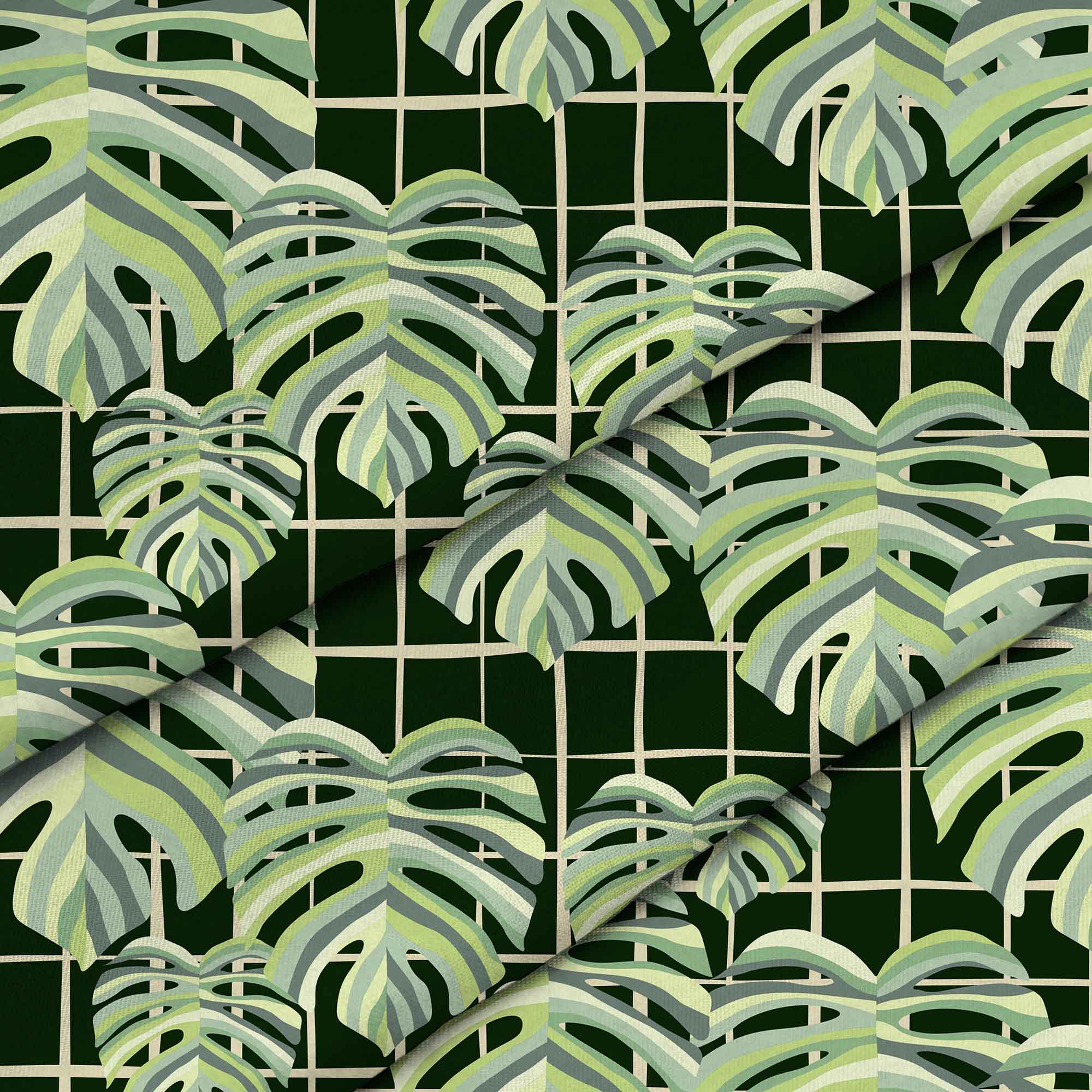 Monstera Leaves Grid