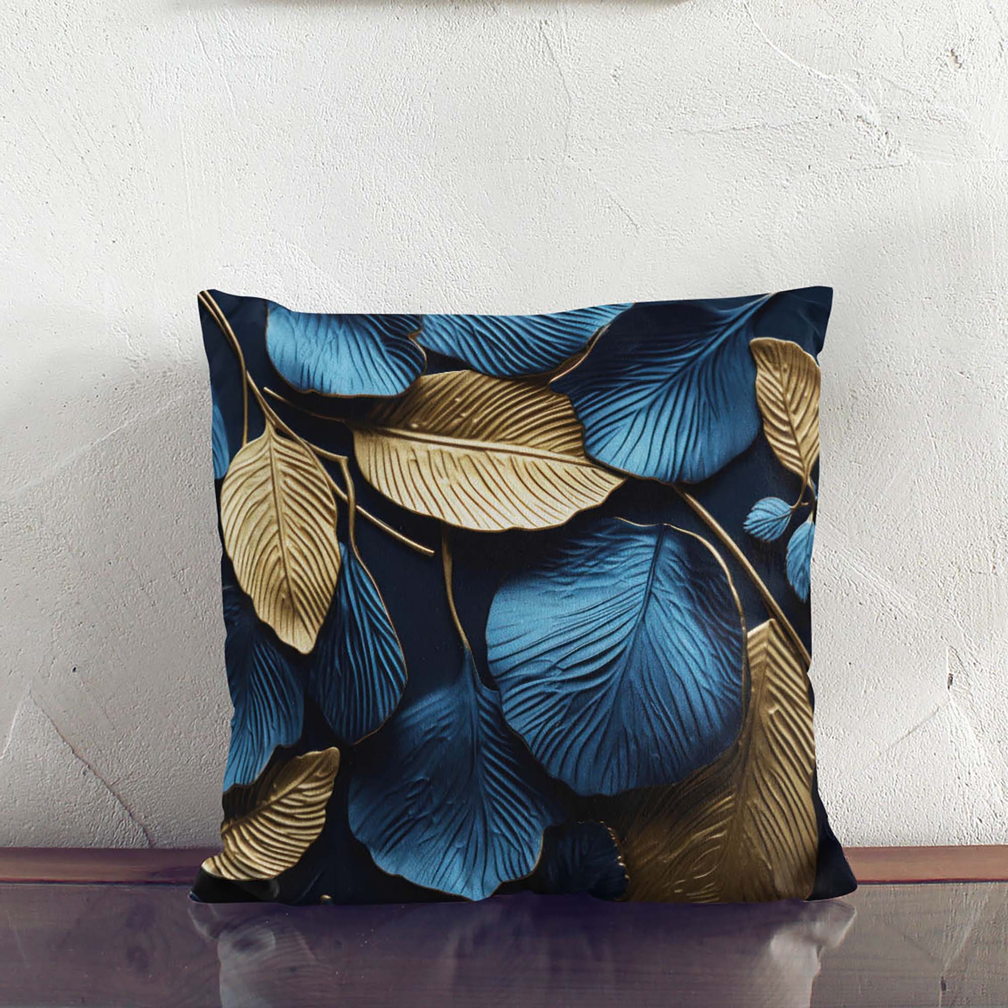 Vankúš Gold and Blue Leaves