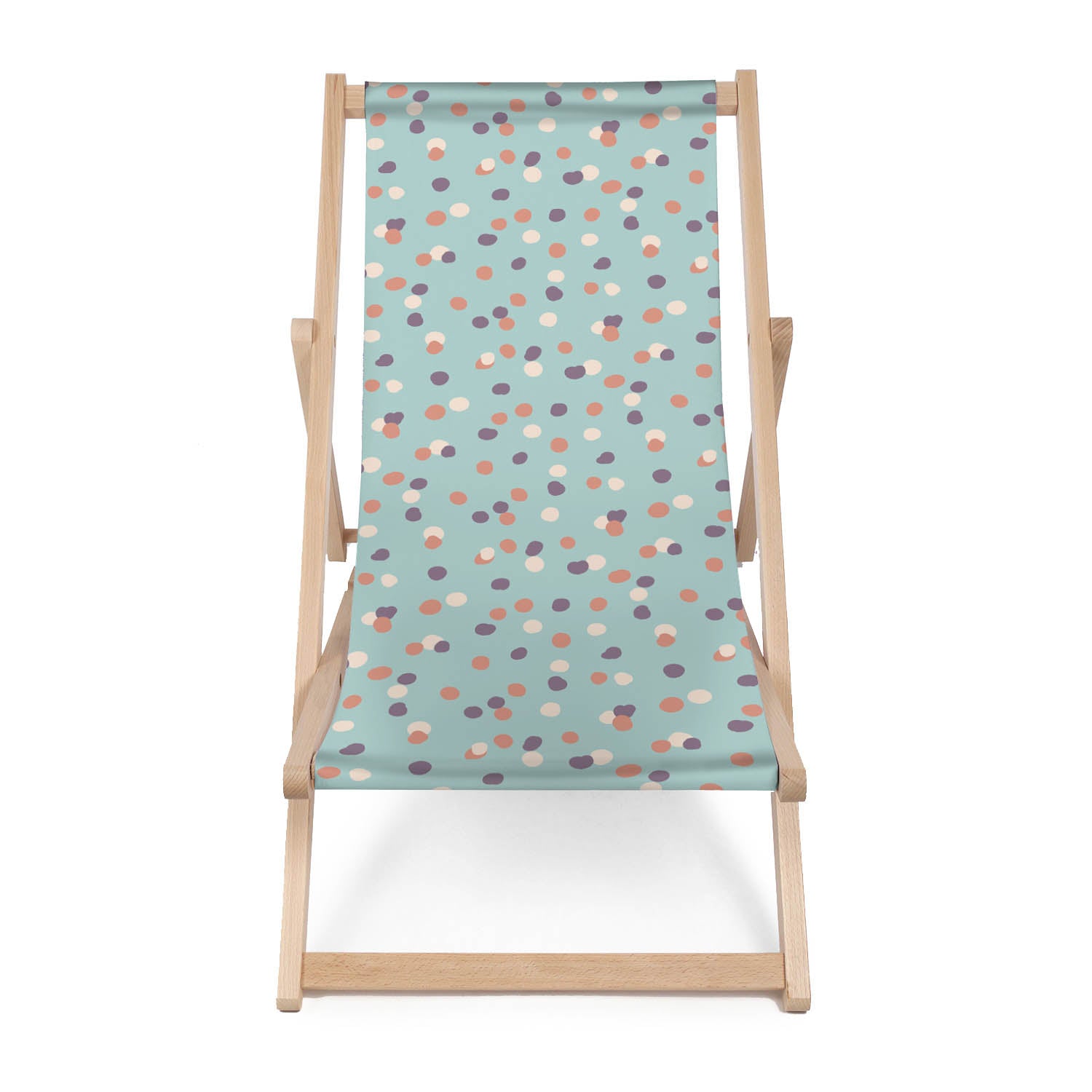 Wooden deck chair Pastel Blue Dots