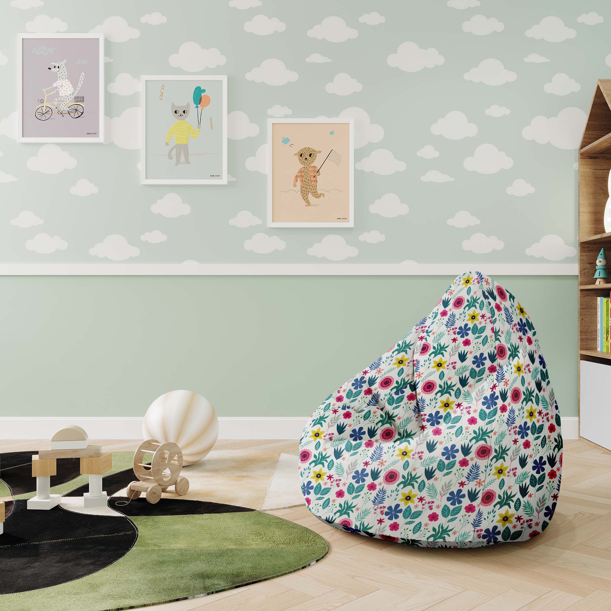 Puf Pearshape Kvetiná elegancia -S-Velvet