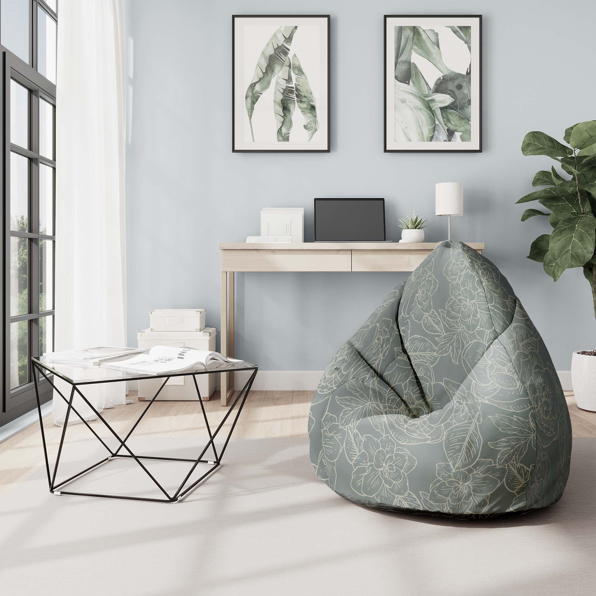 Puf Pearshape Floral Elegant Leaves