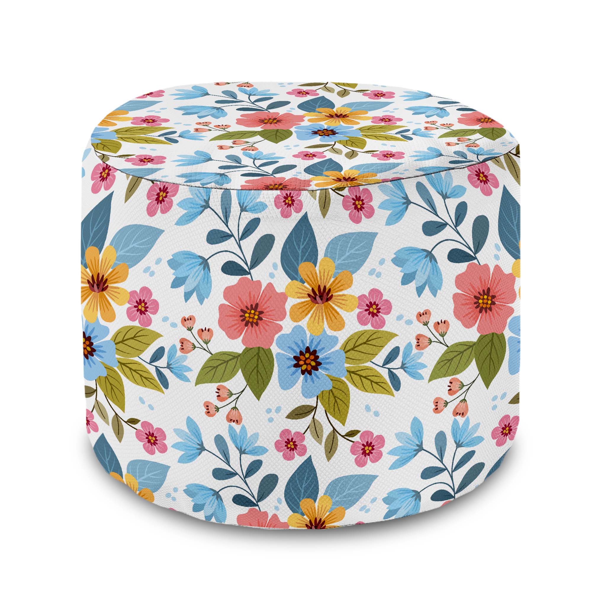 Runder Hocker Fußhocker Floral Fantasy-Velvet
