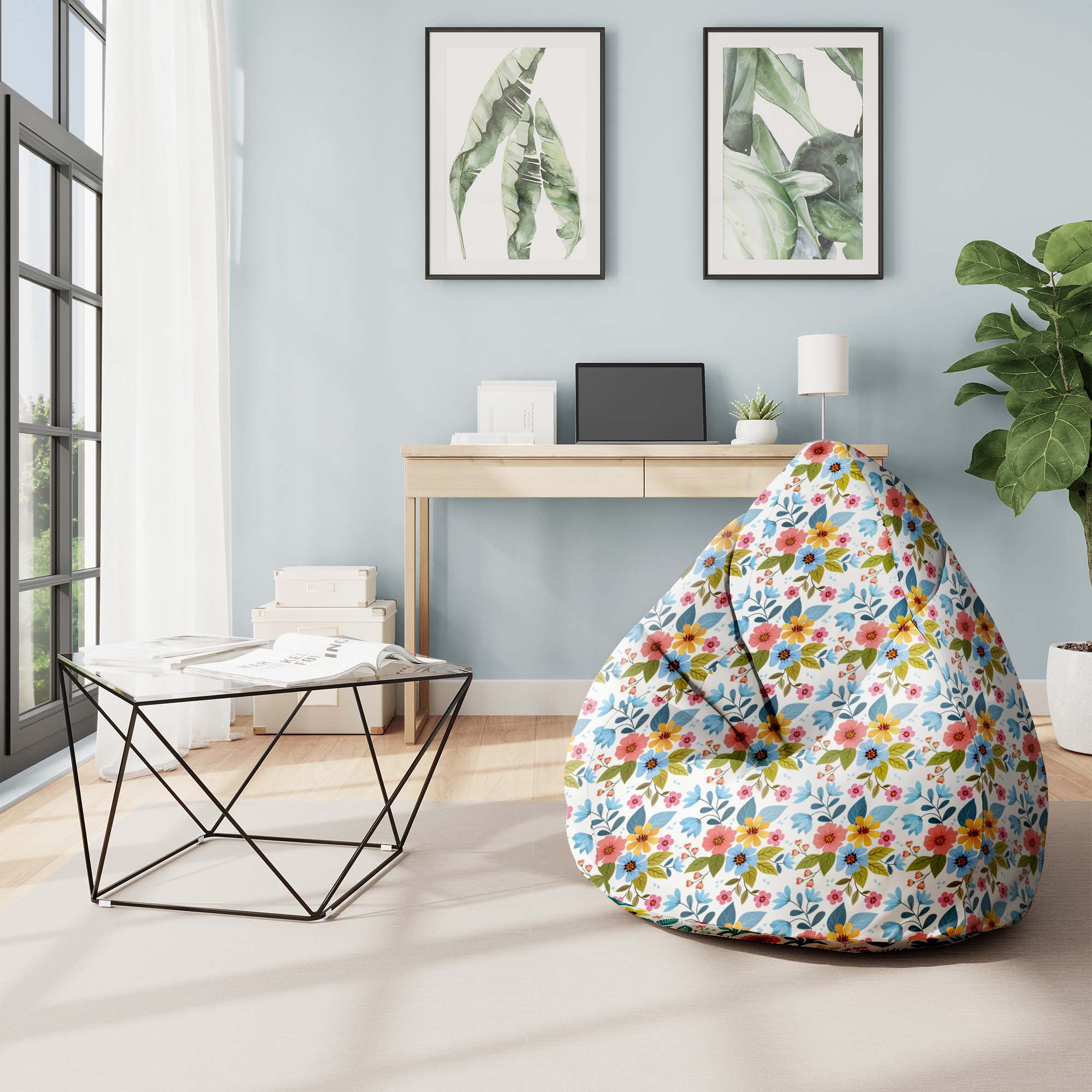 Pearshape Pouf Floral Fantasy