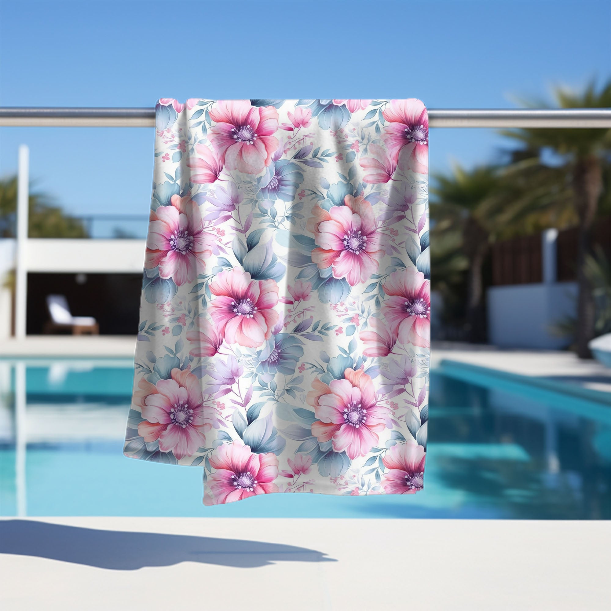 Pastel Flowers Towel-70x140 cm