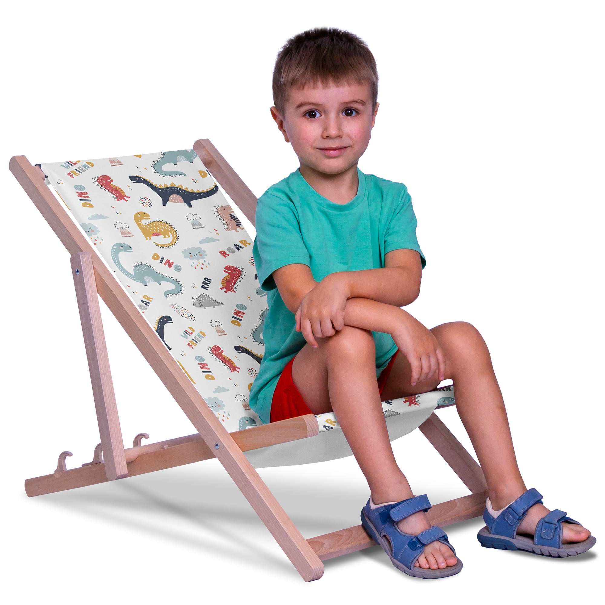 Drevené ležadlo Funny Kids Dinosaurs