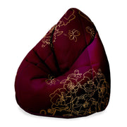 Sedací vak Pearshape Gold Roses-M-Oxford