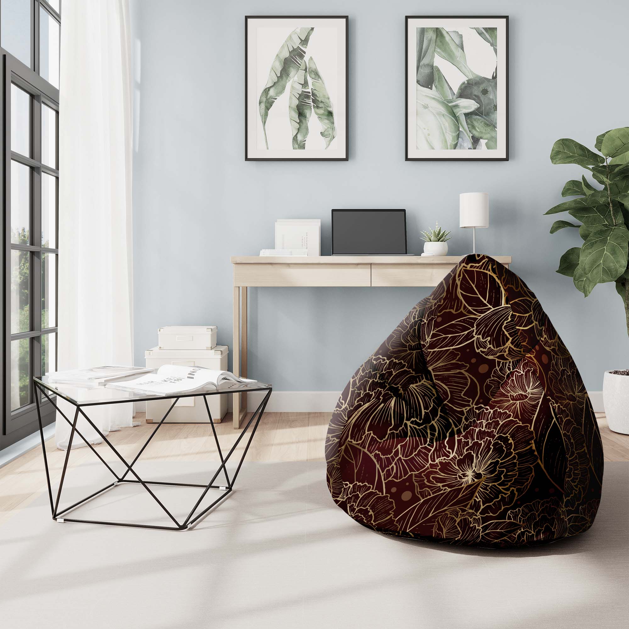 Sedací vak Pearshape Deep Peonia-M-Oxford