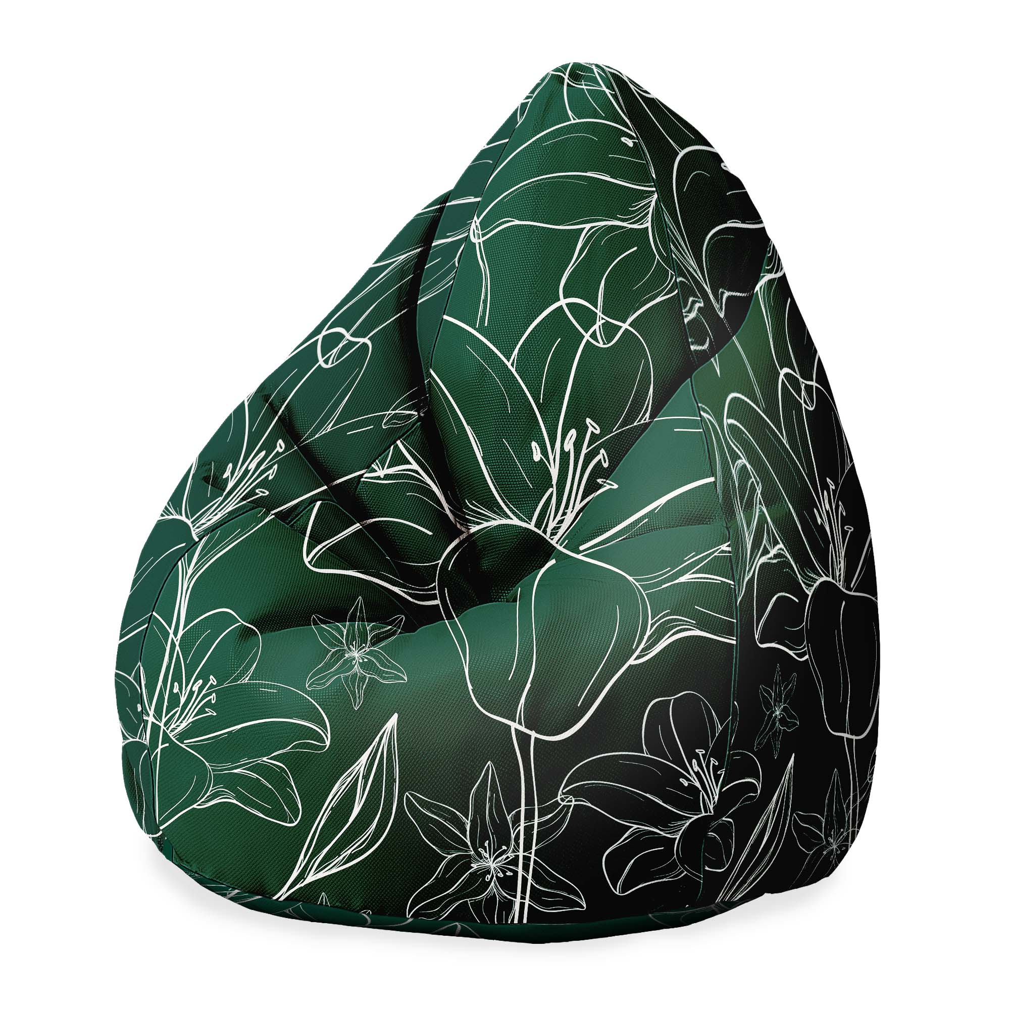 Puf Pearshape Green Flowers