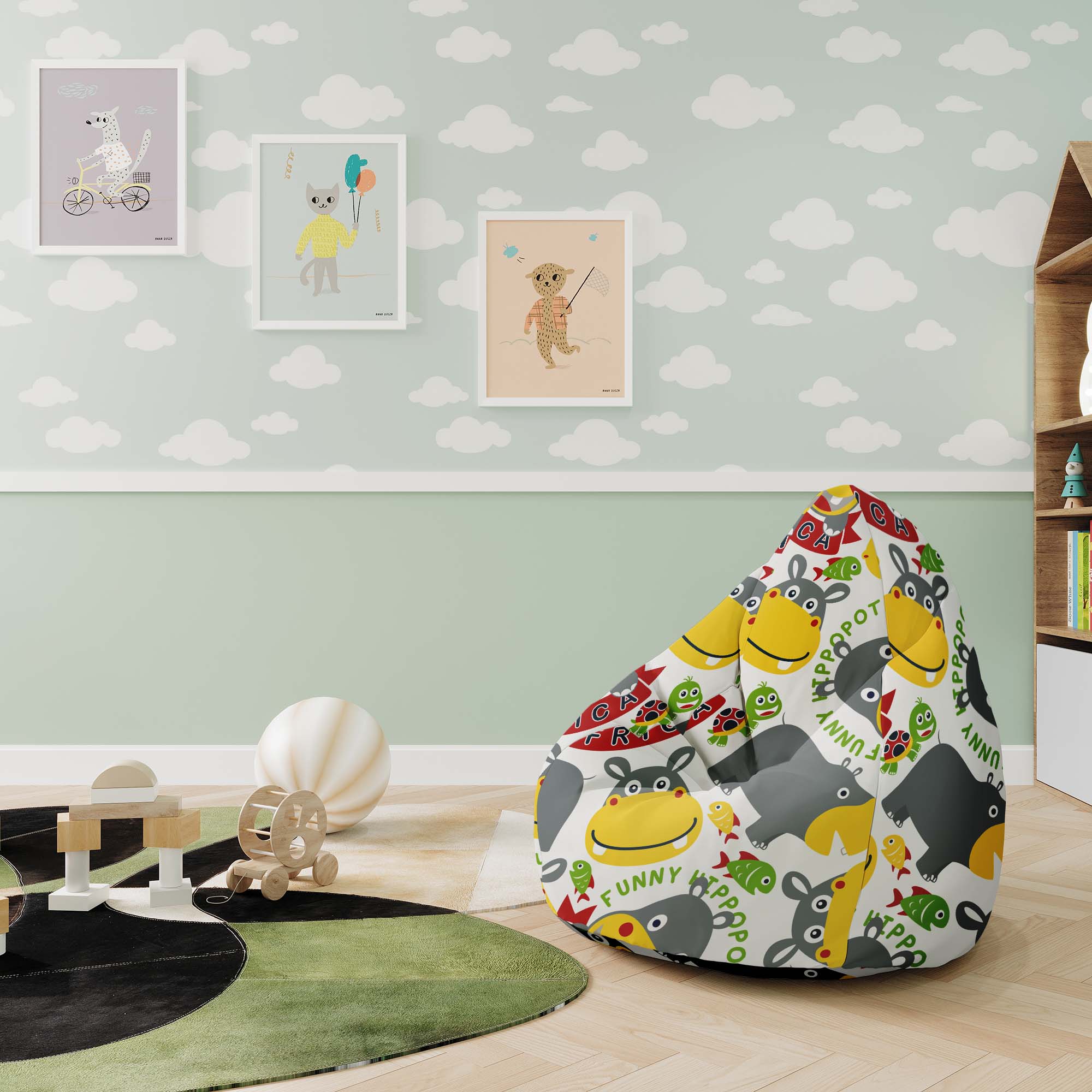 Sitzsack Pearshape Glückliches Nilpferd