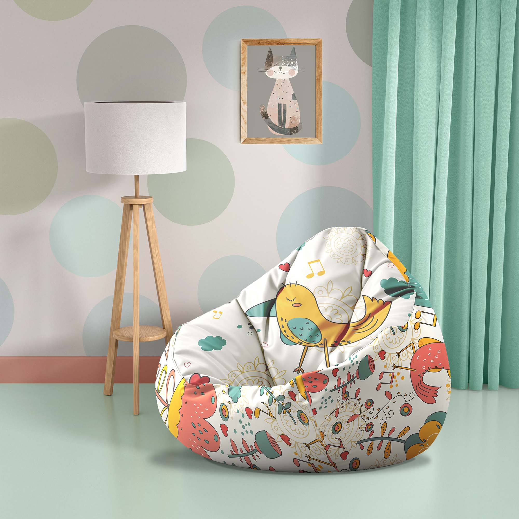 Paradise Pouf Happy Yellow Bird-S