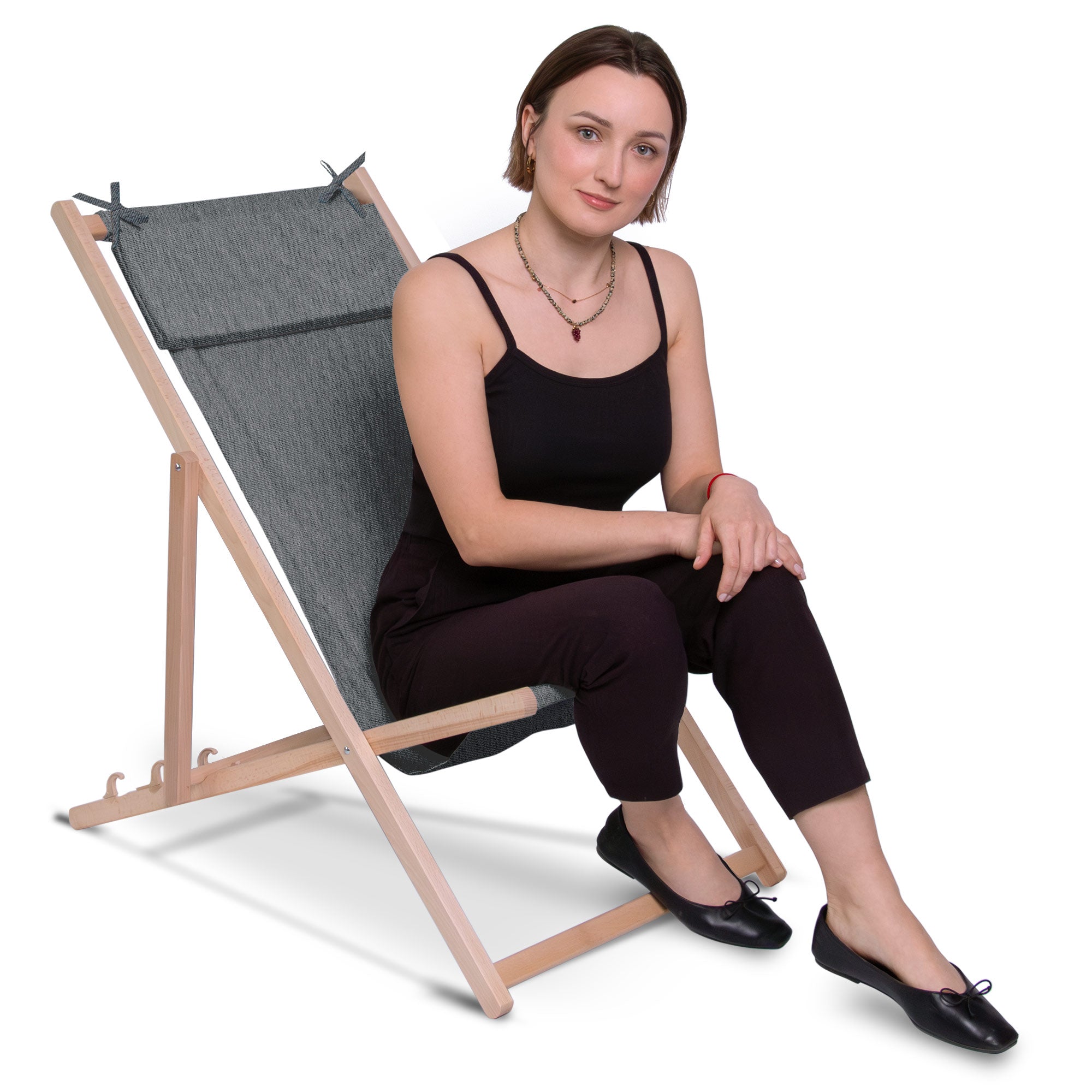 Drevené ležadlo s vankúšom Imitácia džínsov Iron Slate-S