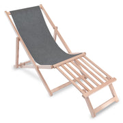 Holzliegestuhl mit hölzerner Fußstütze Jeans-Imitat Iron Slate