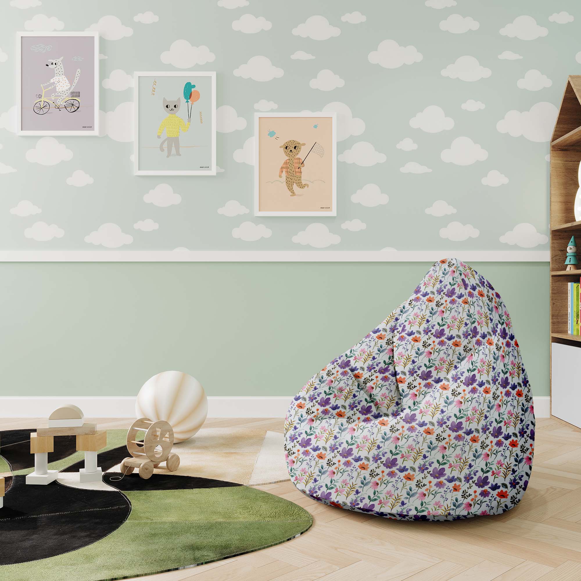 Pearshape Pouf Land of Flowers-S-Velvet