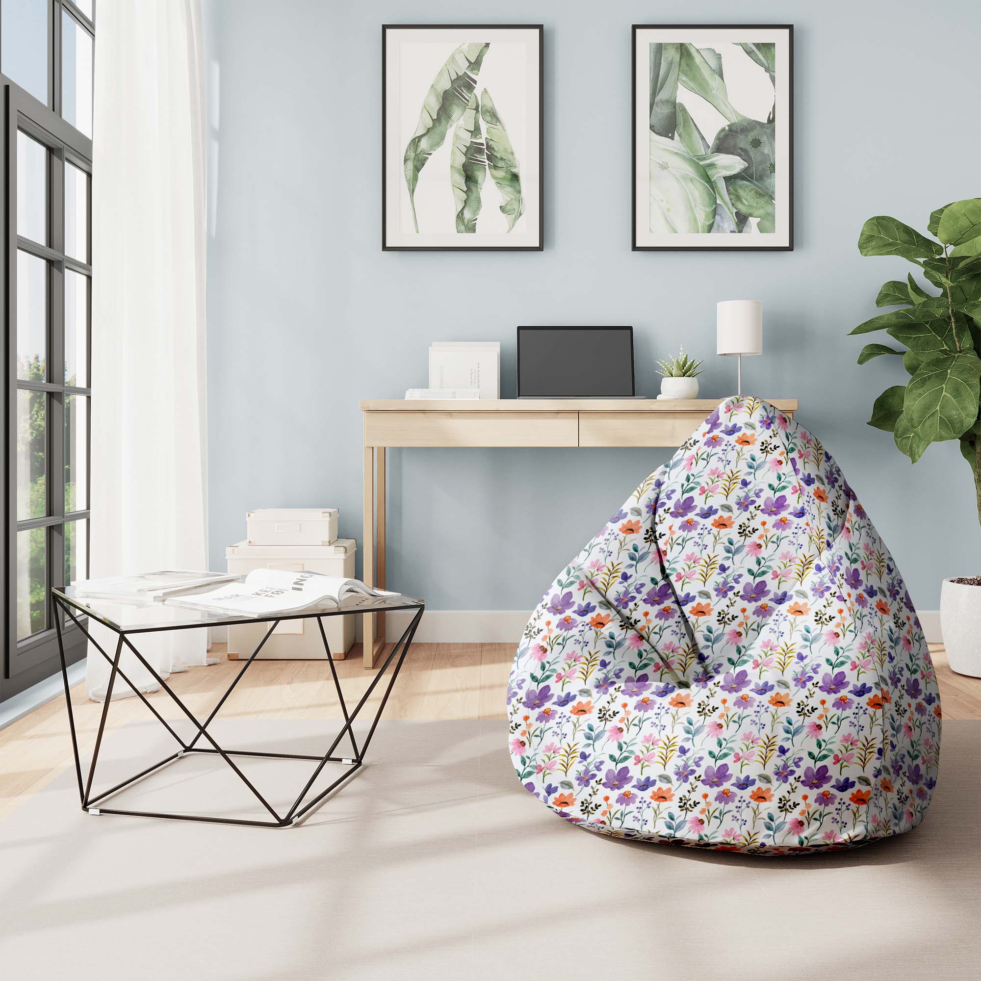 Pearshape Pouf Land of Flowers-S-Velvet