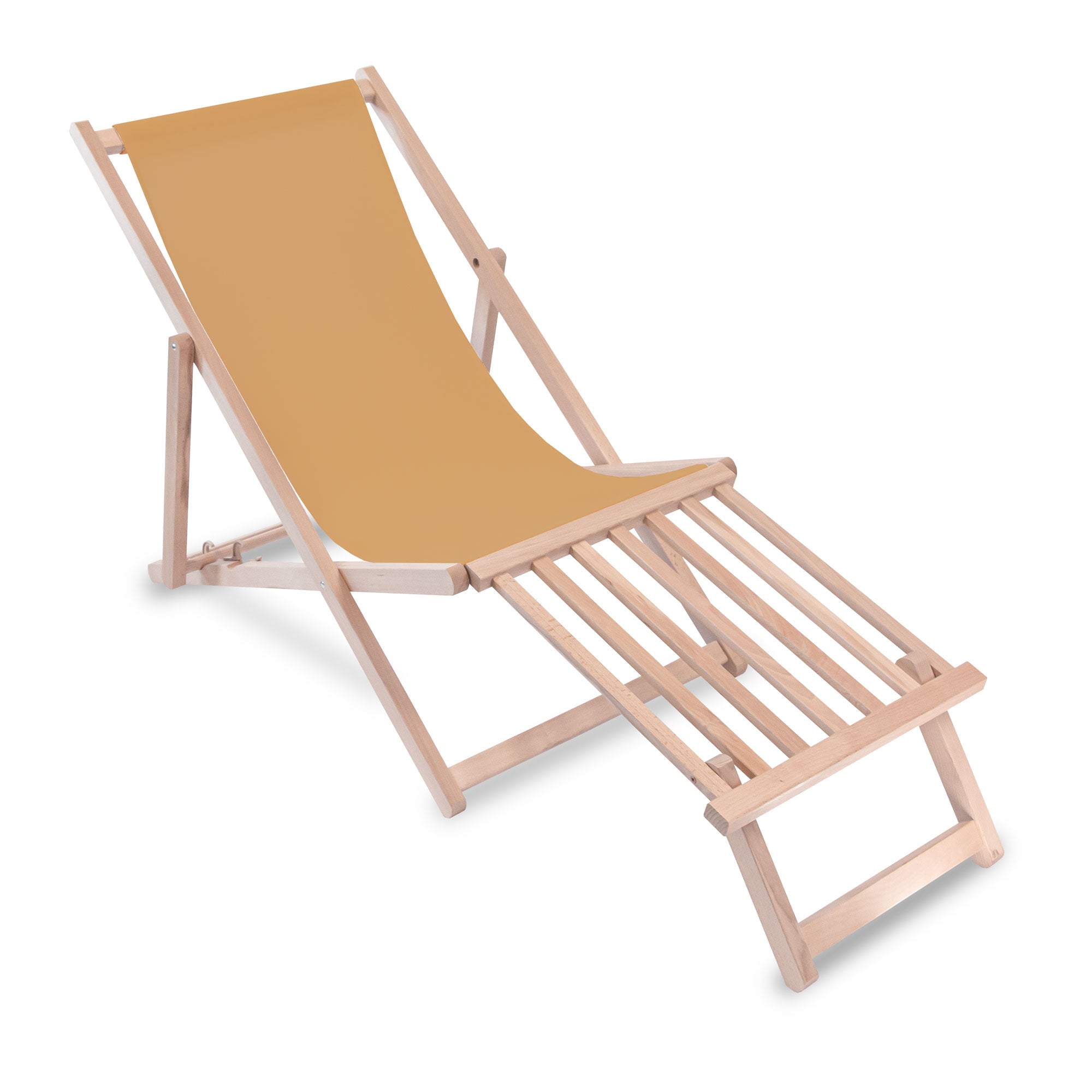 Drevené lehátko s drevenou podnožkou Beige