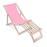 Holzliegestuhl mit Holzfußhocker Rosa