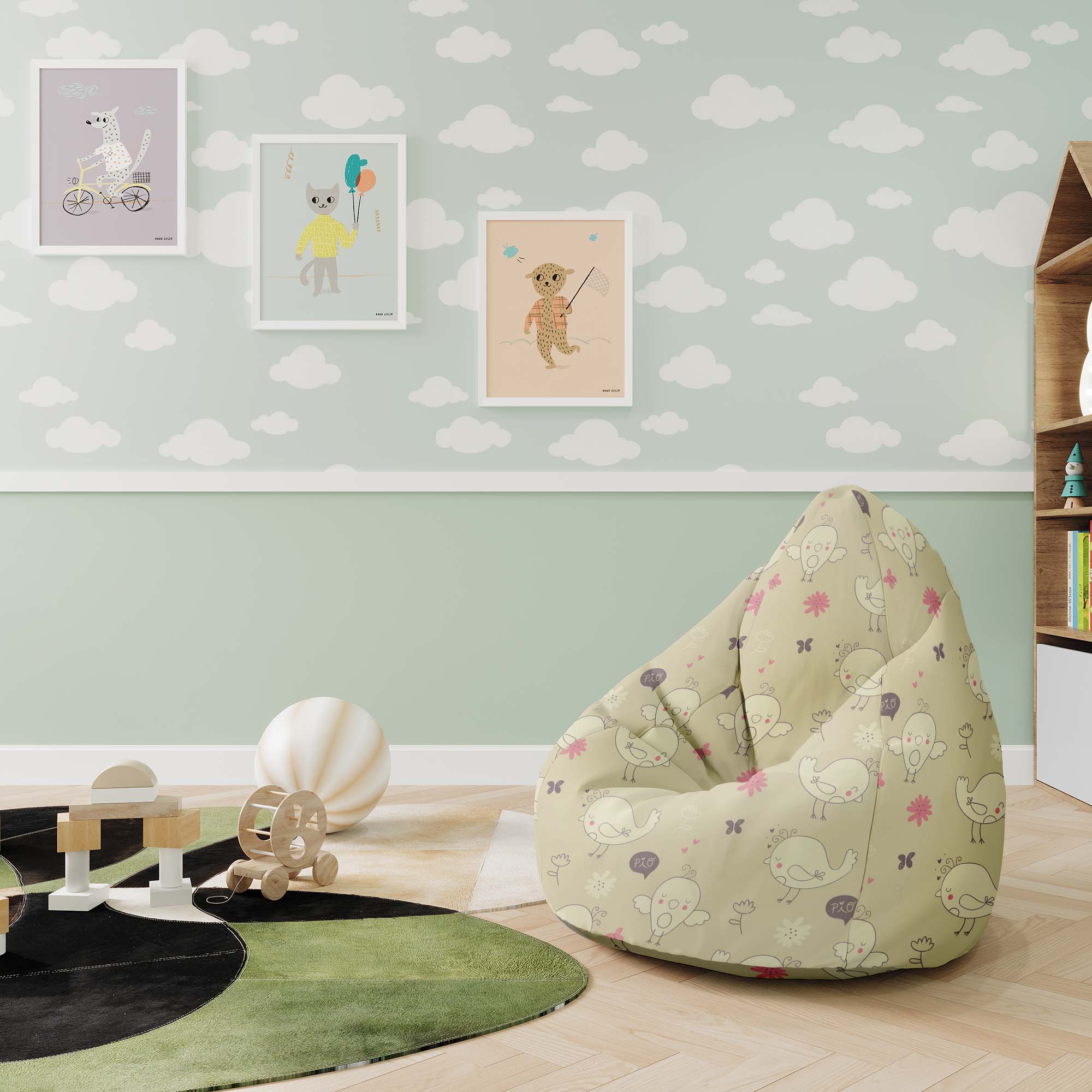 Pearshape Pouf Little Birds