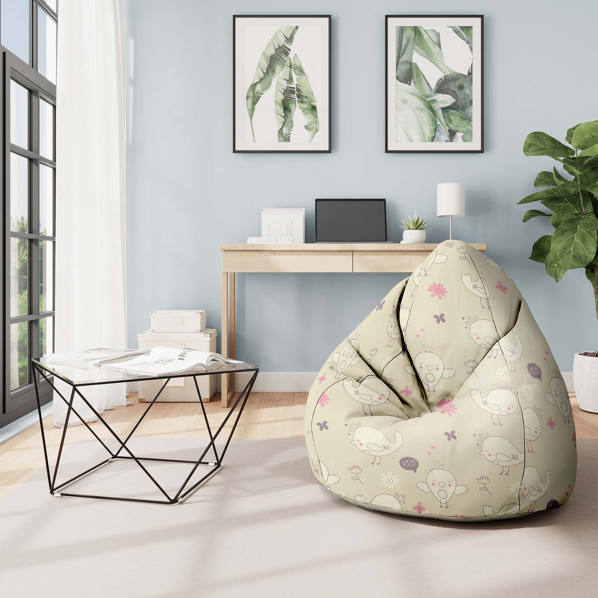 Pearshape Pouf Little Birds