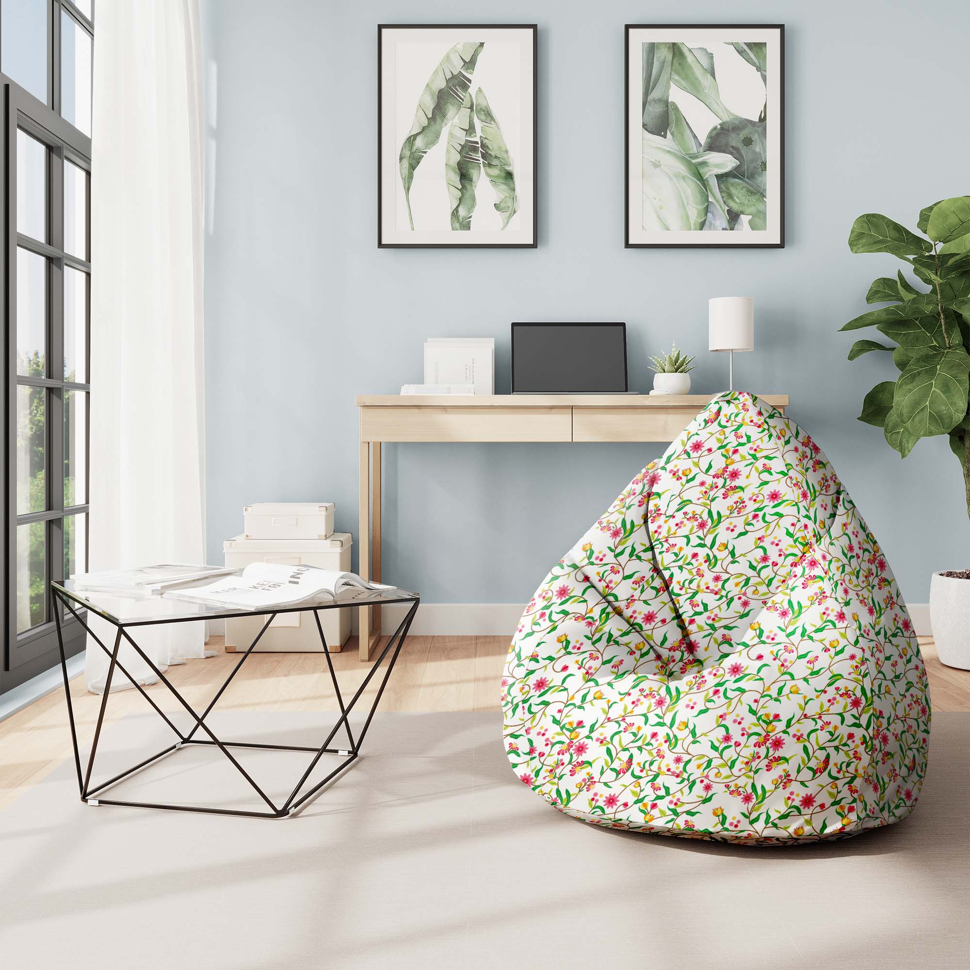 Sedací vak Pearshape Mystery Garden-M-Velvet