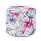 Round Pouf Footstool Pastel Flowers-Velvet