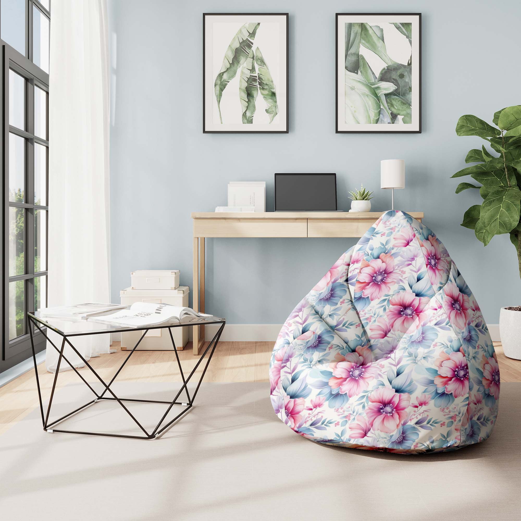 Puf Birnenform Pastellblumen-S-Samt