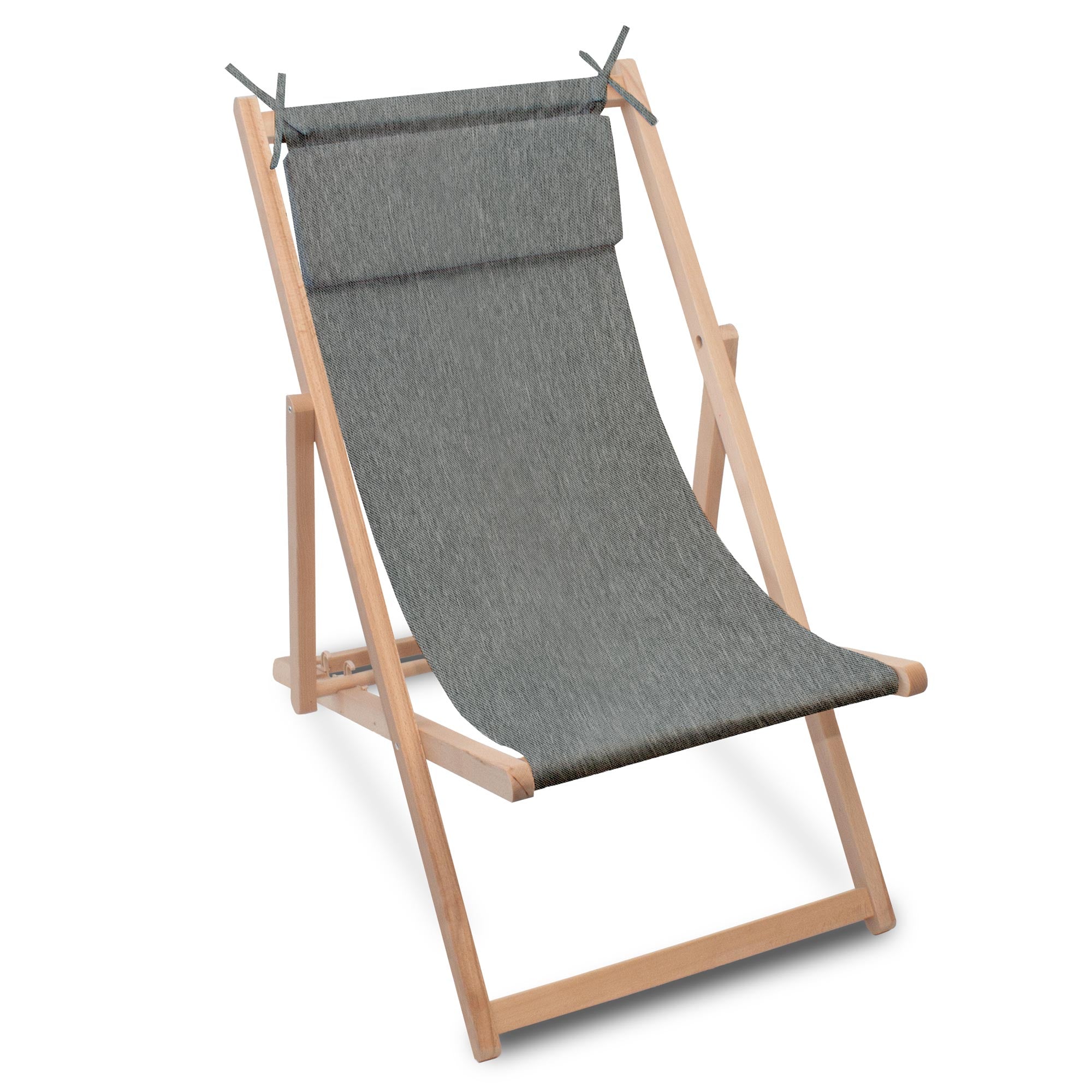 Holzliegestuhl mit Kissen Jeans-Imitat Sandy Dune
