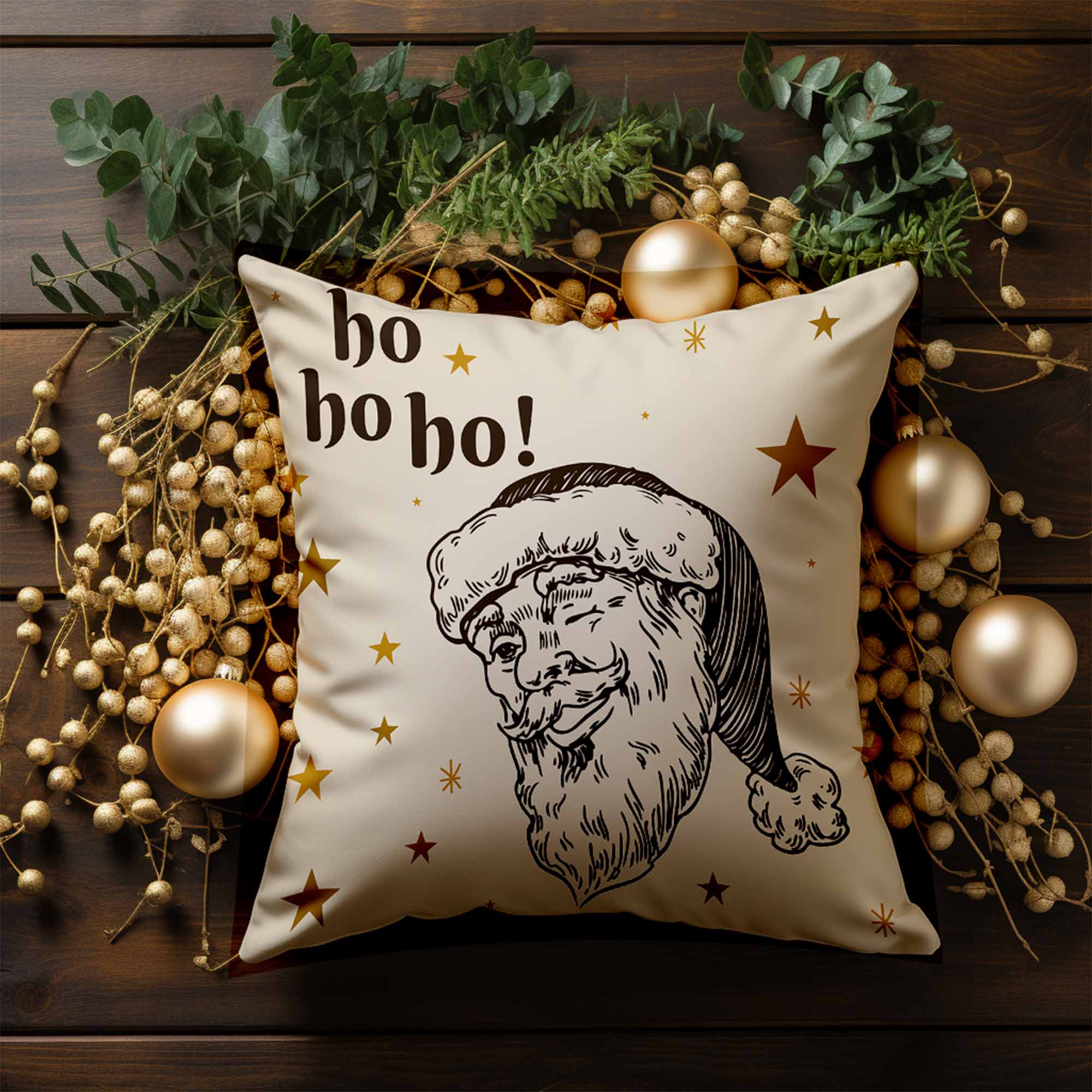 Kissen Santa Please Here Stop-Samt