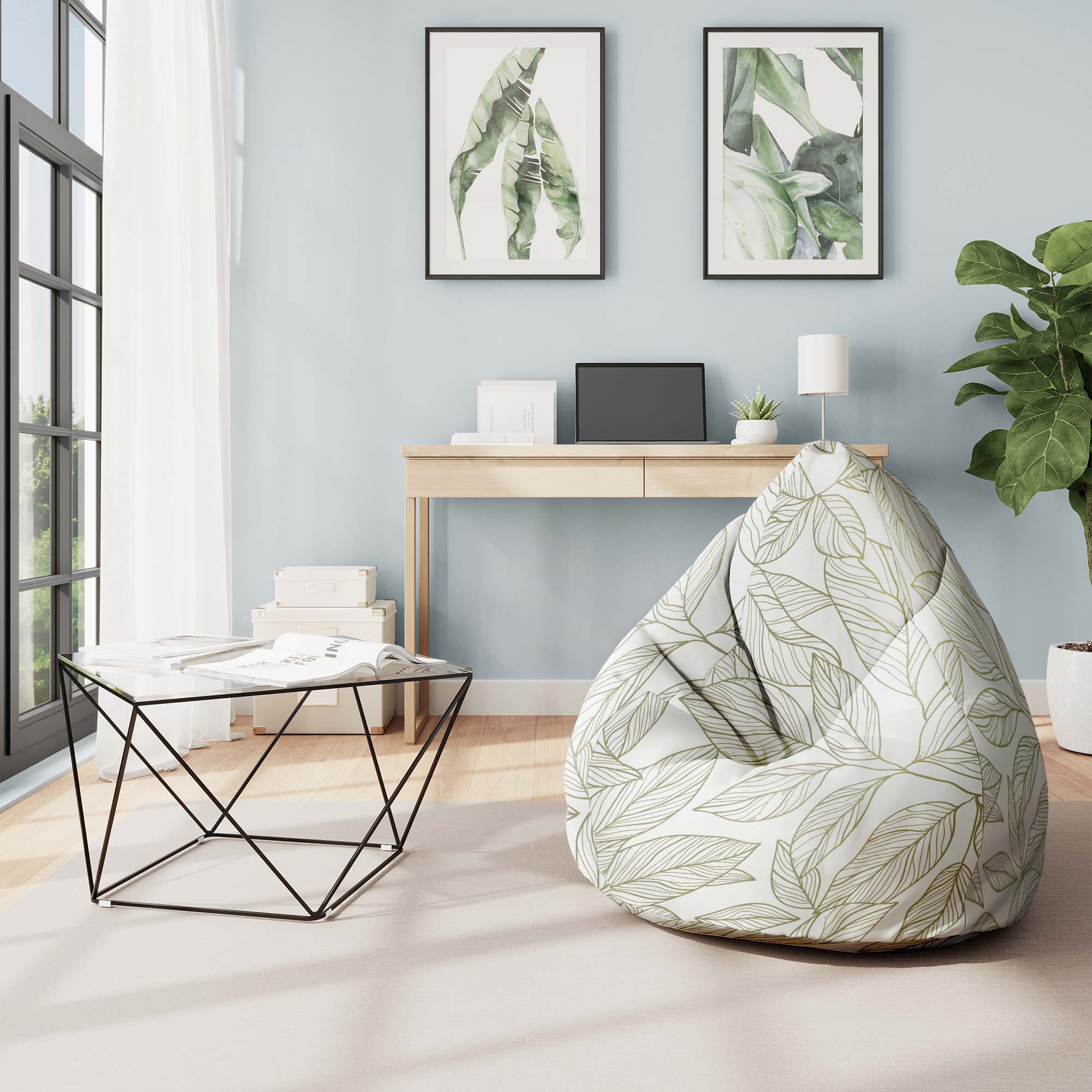 Puf Pearshape Scandinavian Leaves-Velvet