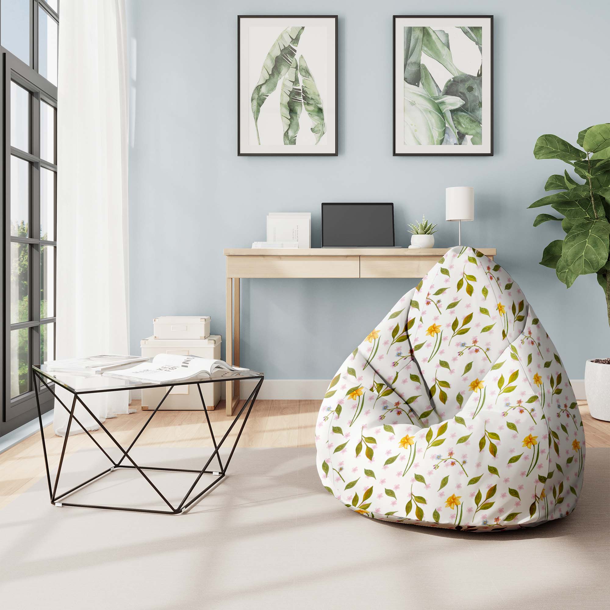 Puf Pearshape Spring Pattern-M-Velvet