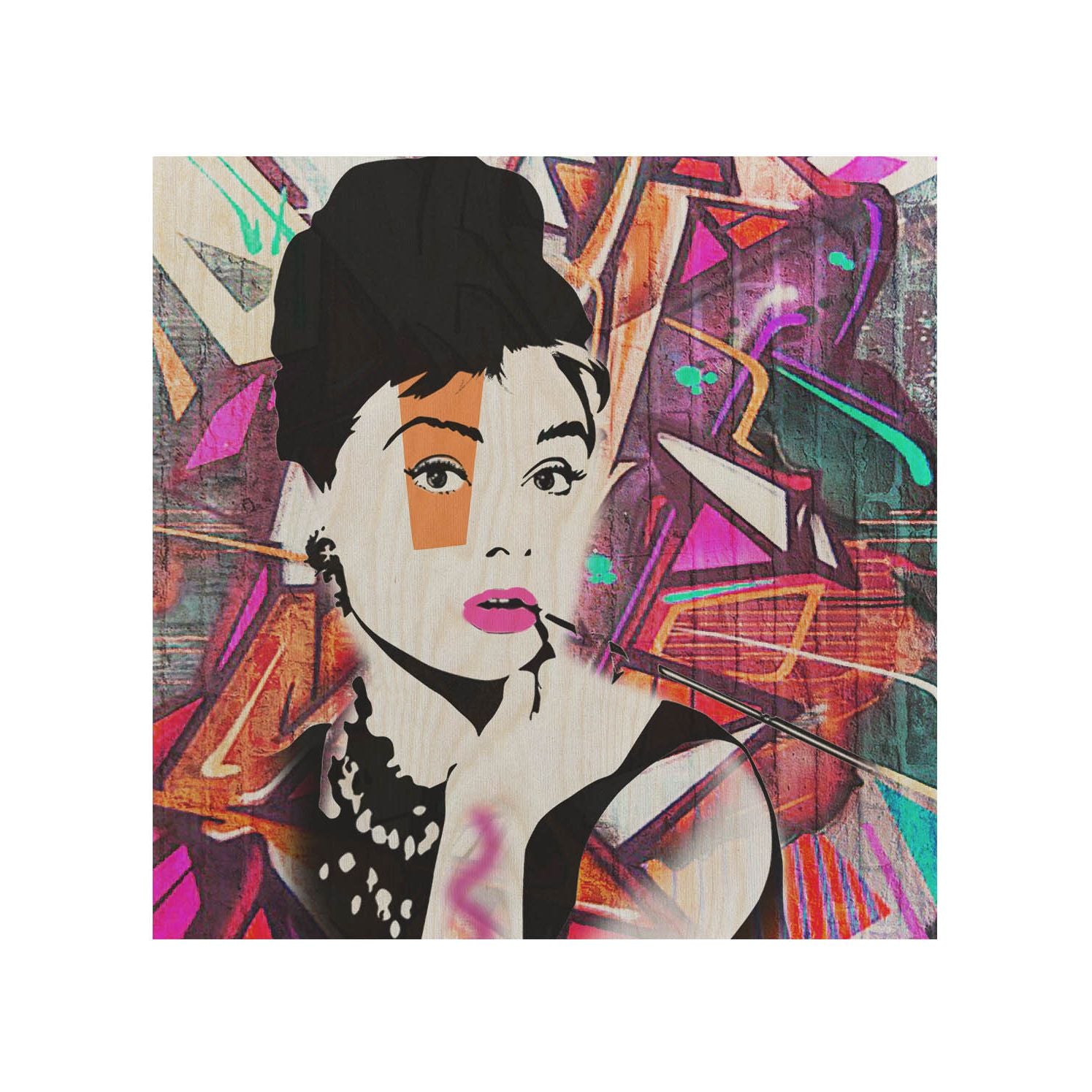 Drevený stolík Audrey Farebný-50x50 CM
