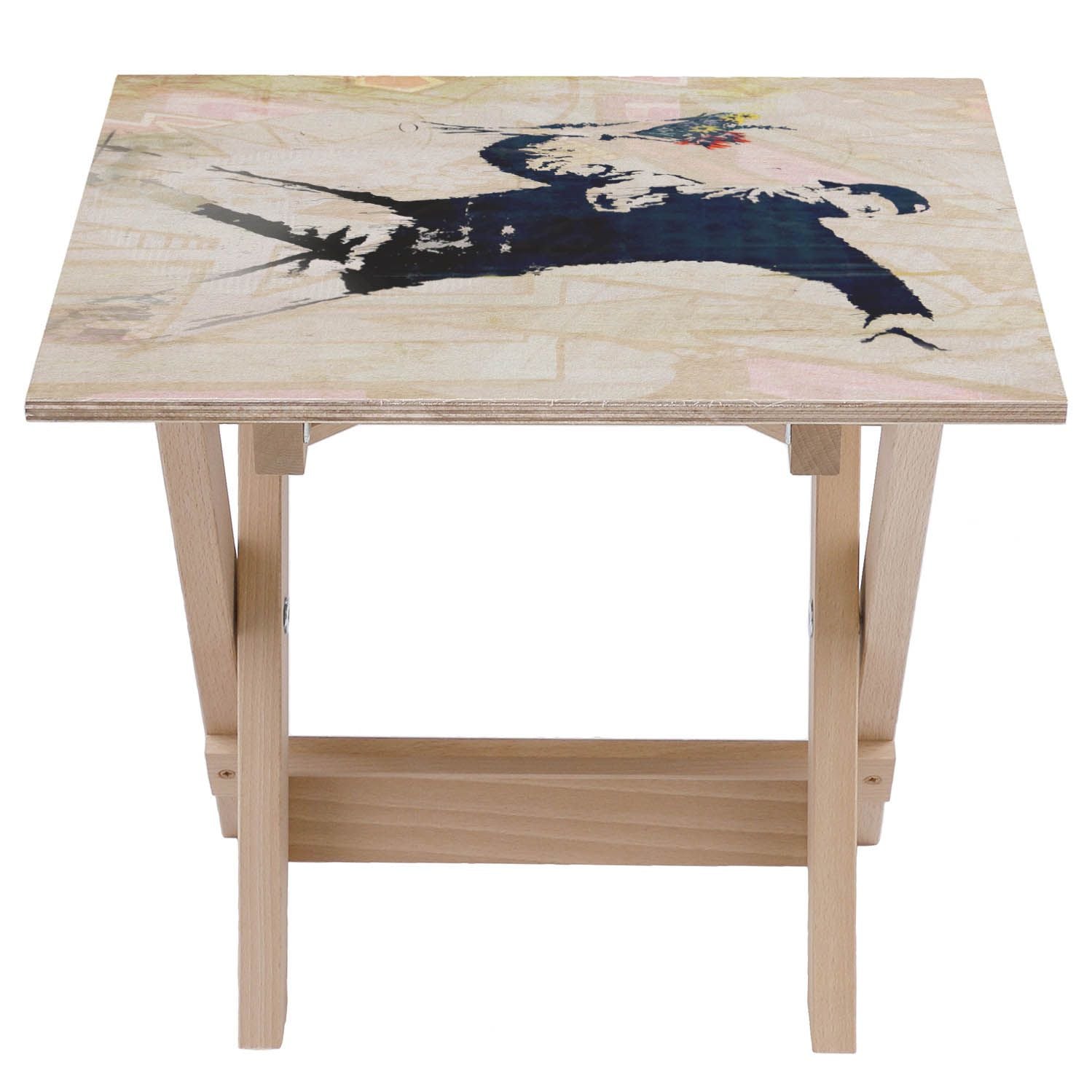 Drevený stolík Kvetinový bombardér-30x40 CM