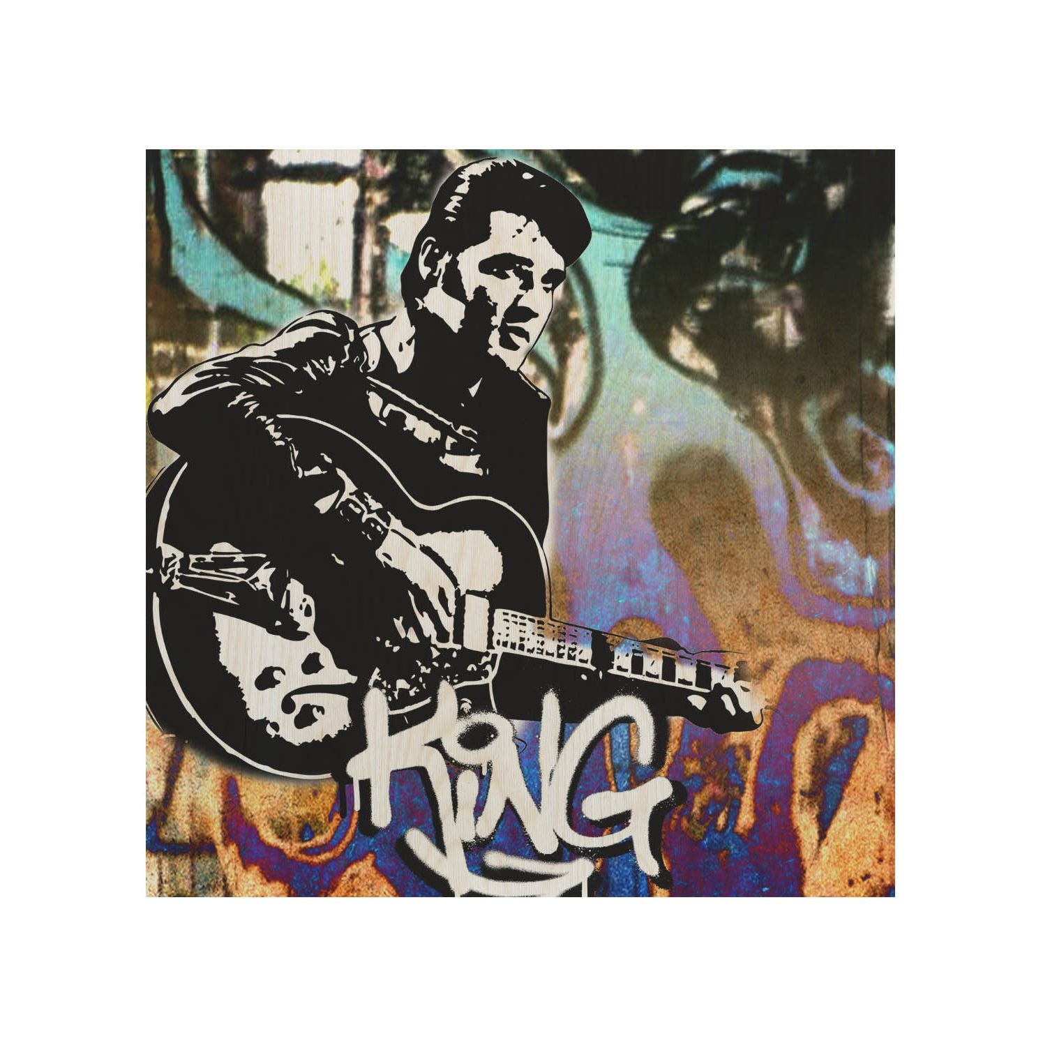 Drevený stolík Kráľ Elvis-50x50 CM