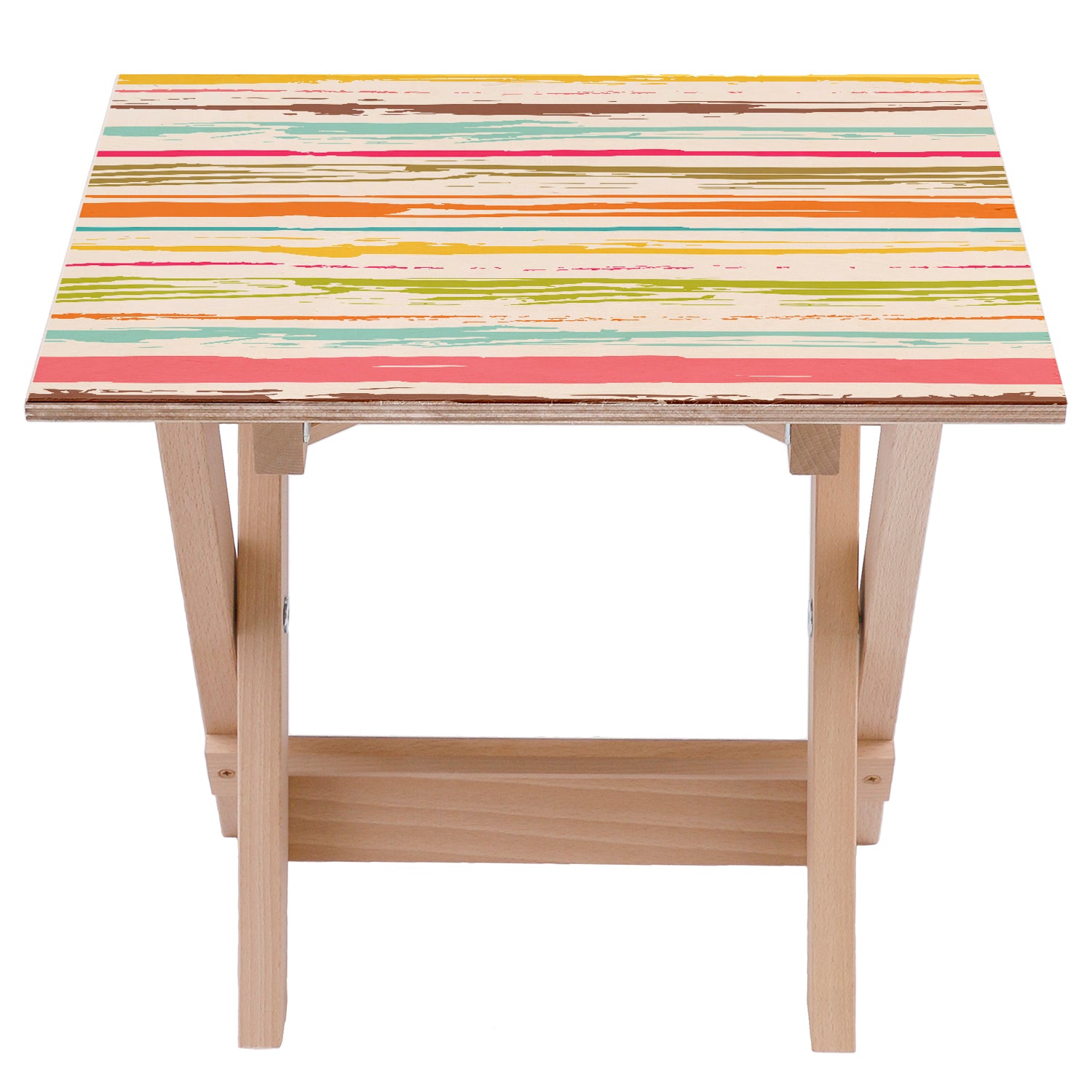 Holztisch Bunte Streifen-50x50 CM