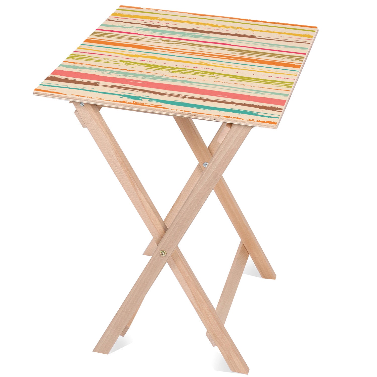 Holztisch Bunte Streifen-50x50 CM