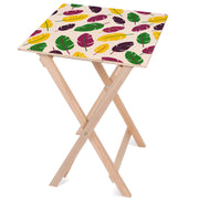 Wooden Table Colorful Feathers