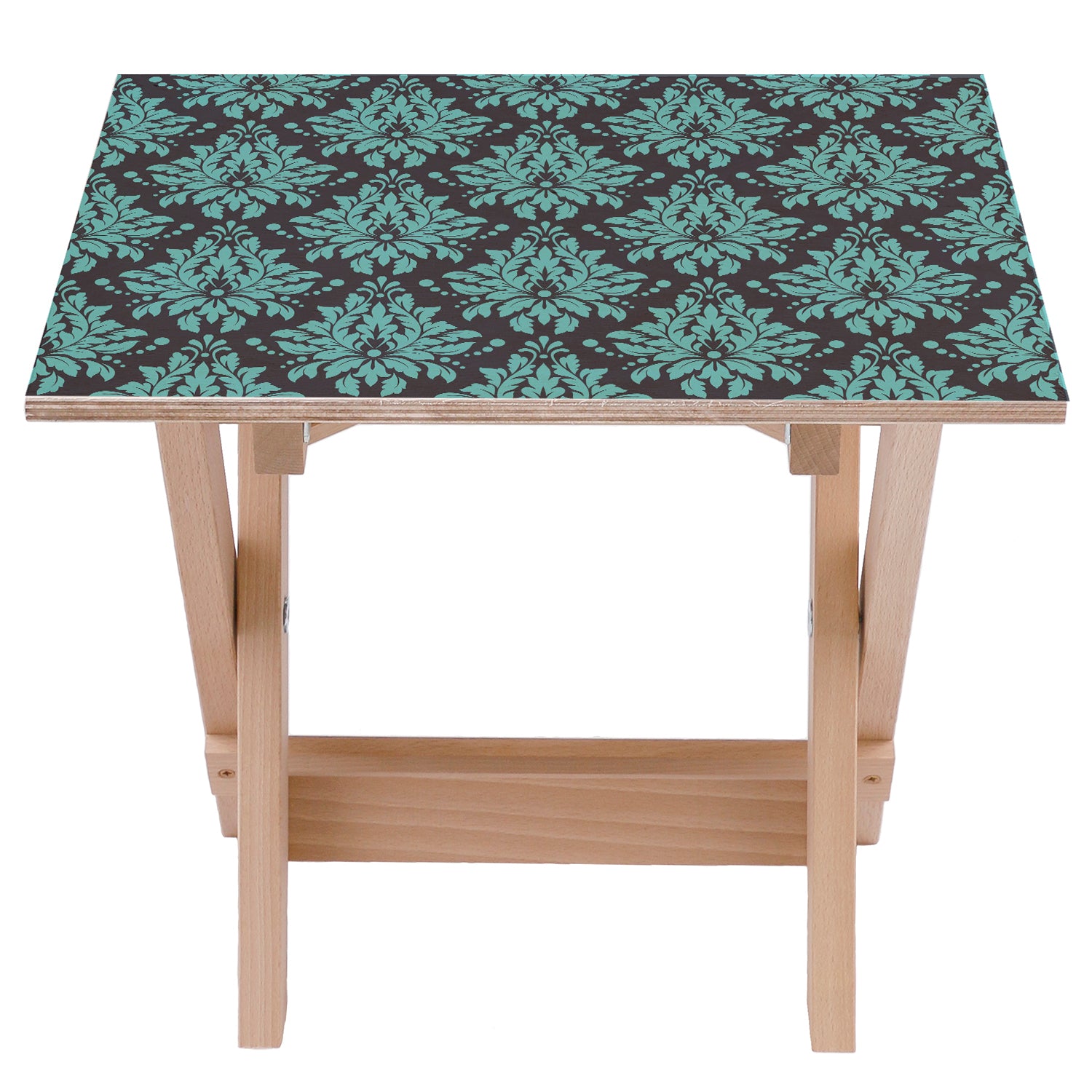 Stolik drewniany Ornament Turquoise-50x50 CM