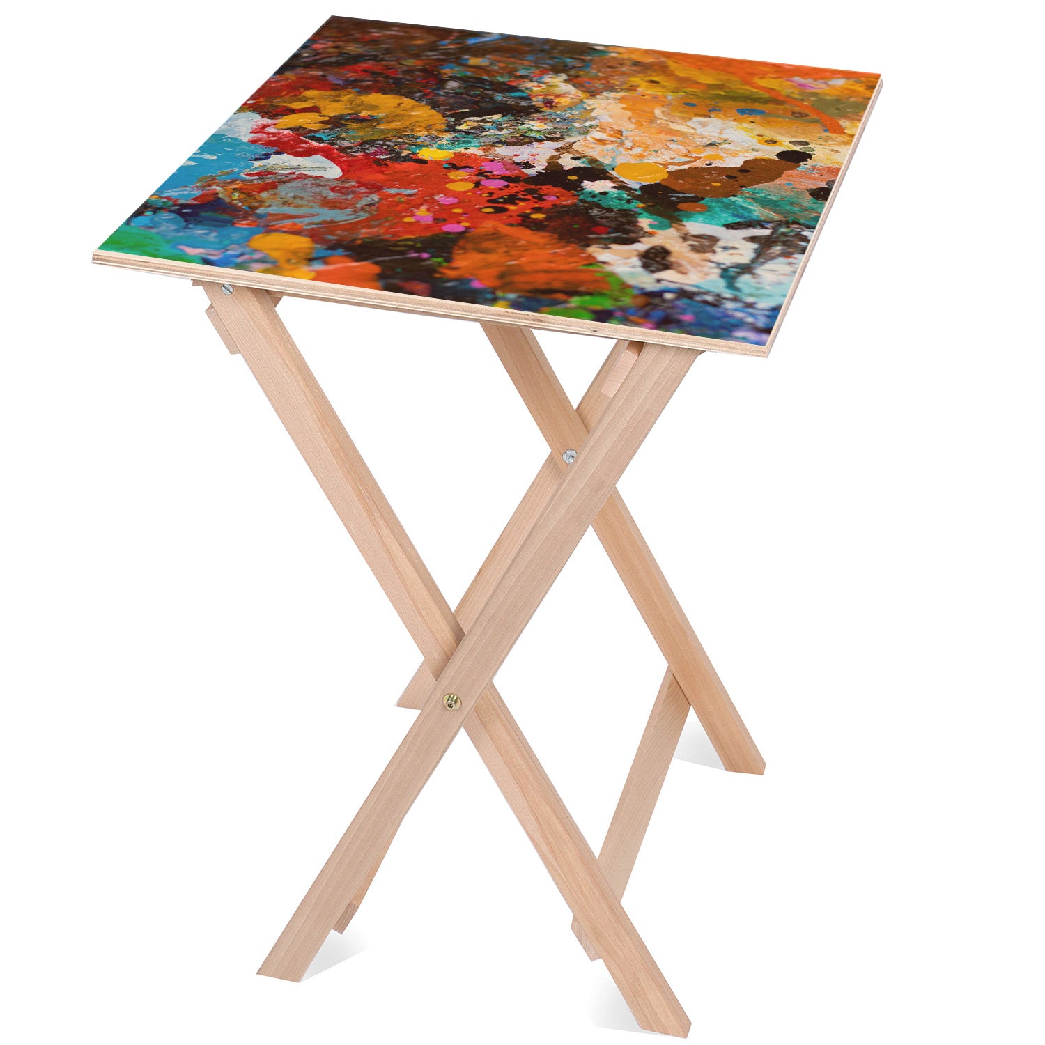 Drevený stolík Maľba-50x50 CM