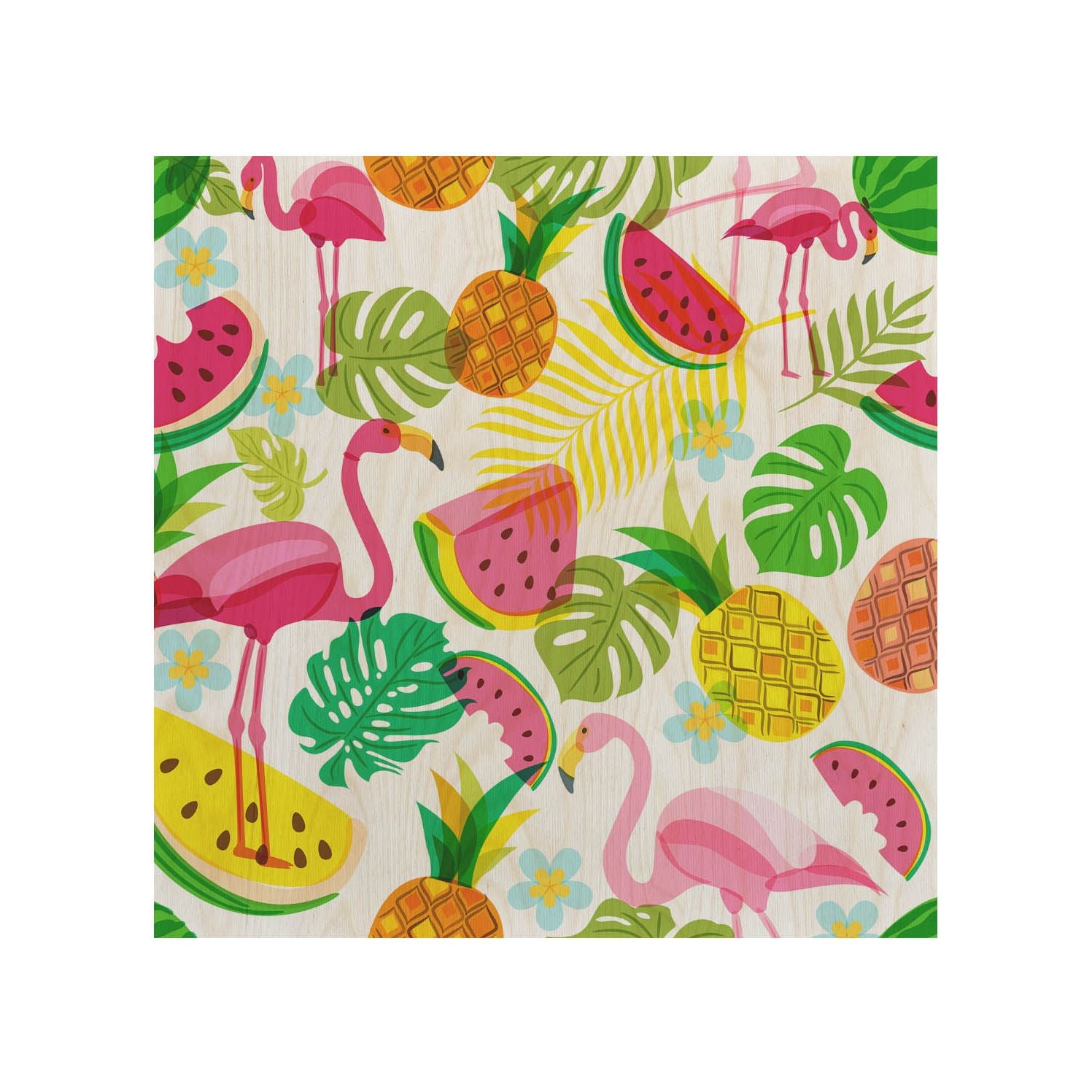Drevený stolík Pink Flamingo-50x50 CM