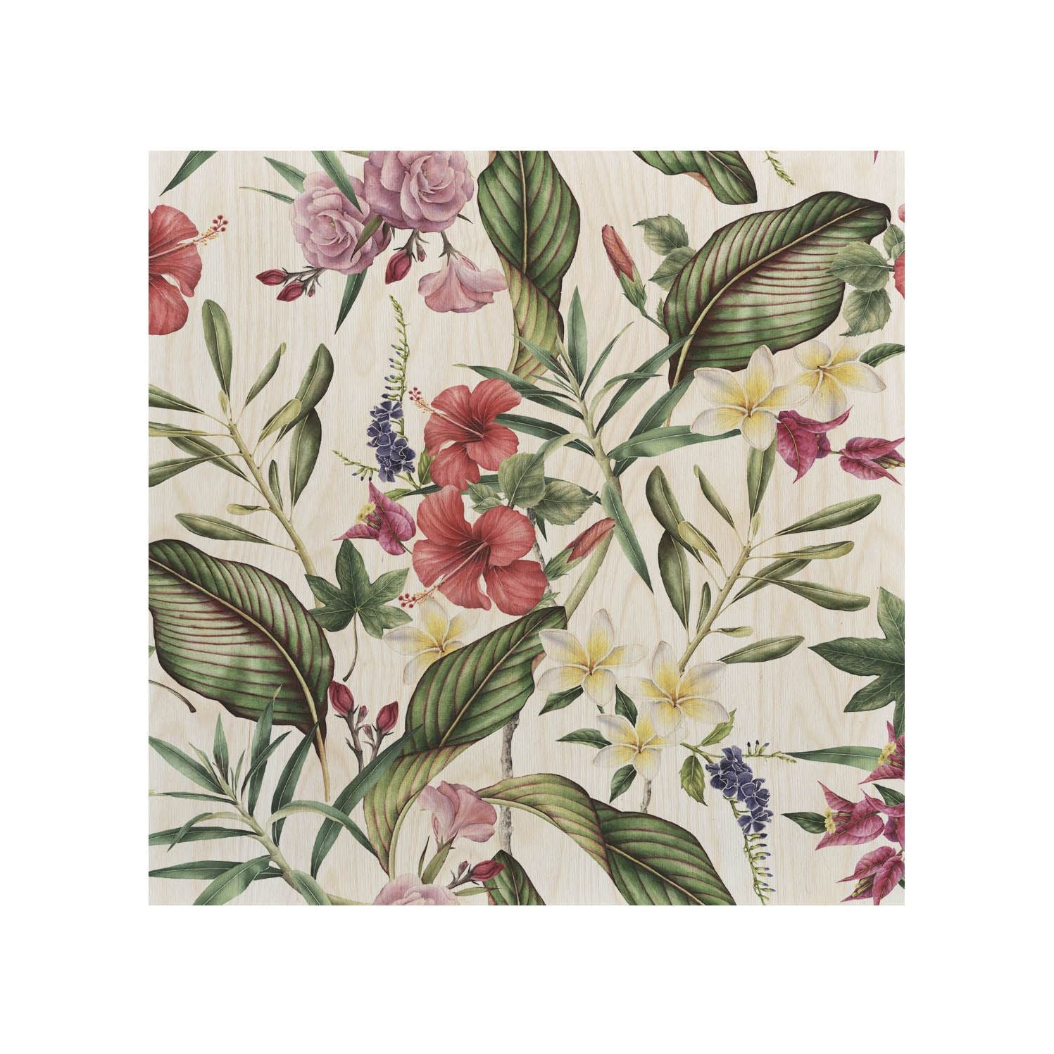 Stolik drewniany Retro Tropical Flowers-50x50 CM