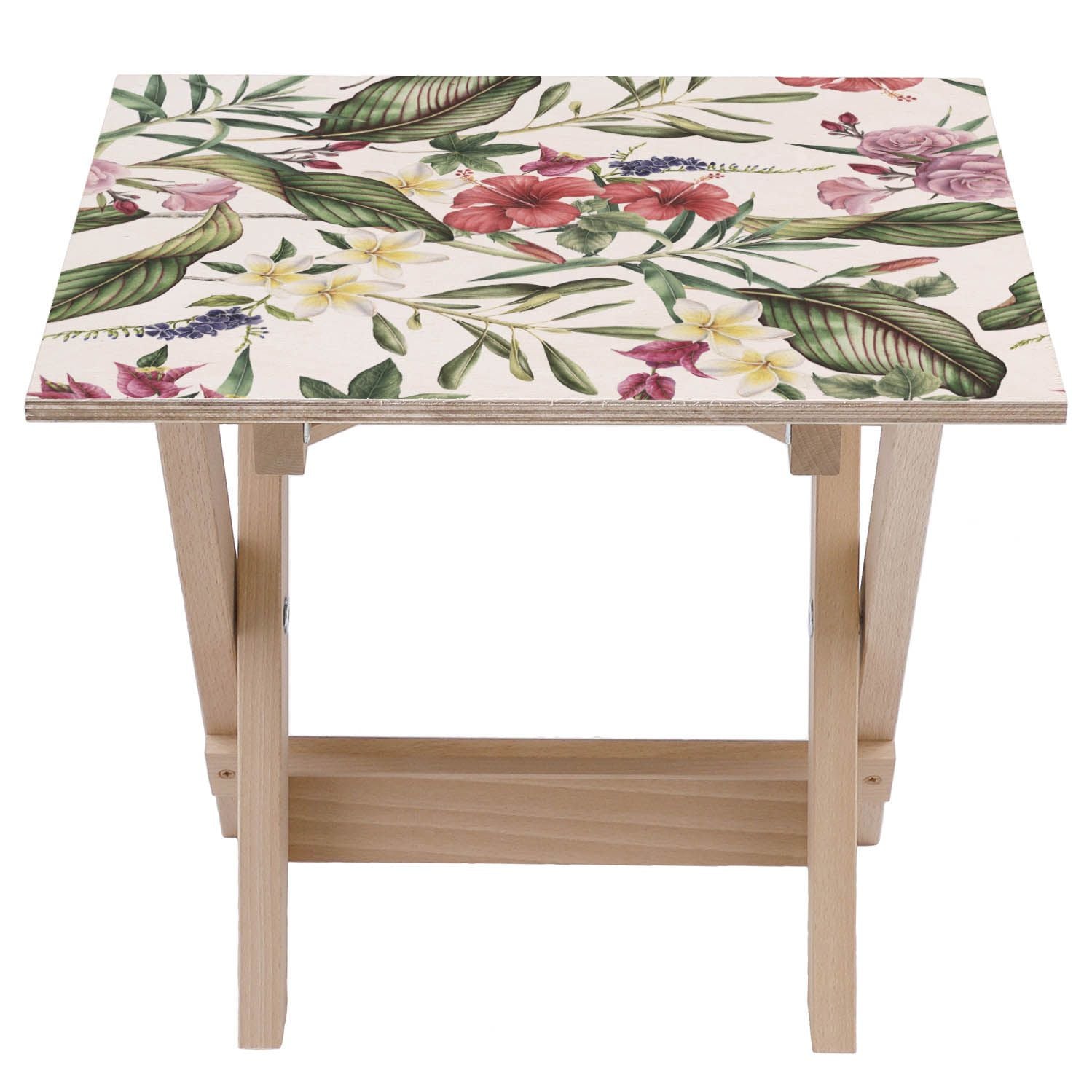 Stolik drewniany Retro Tropical Flowers-50x50 CM