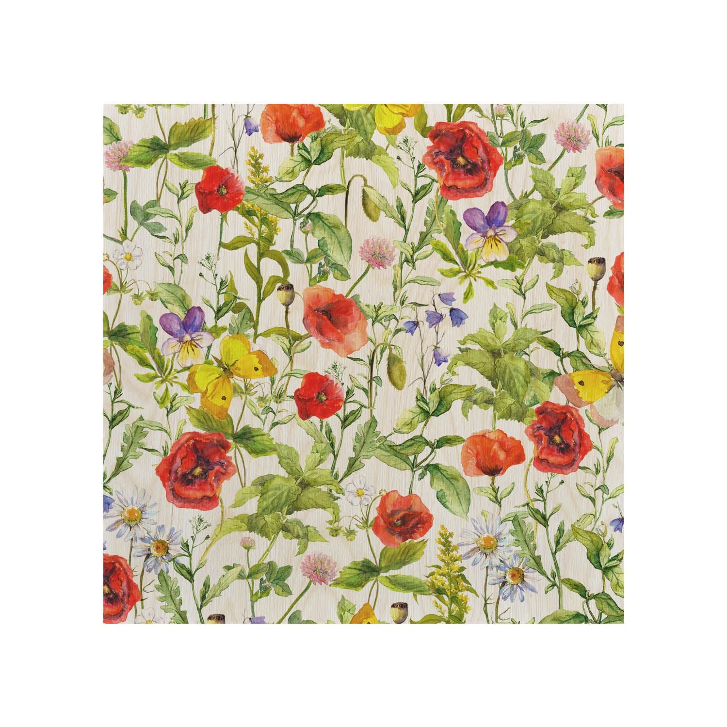 Drevený stolík Summer Flowers Poppies-50x50 CM