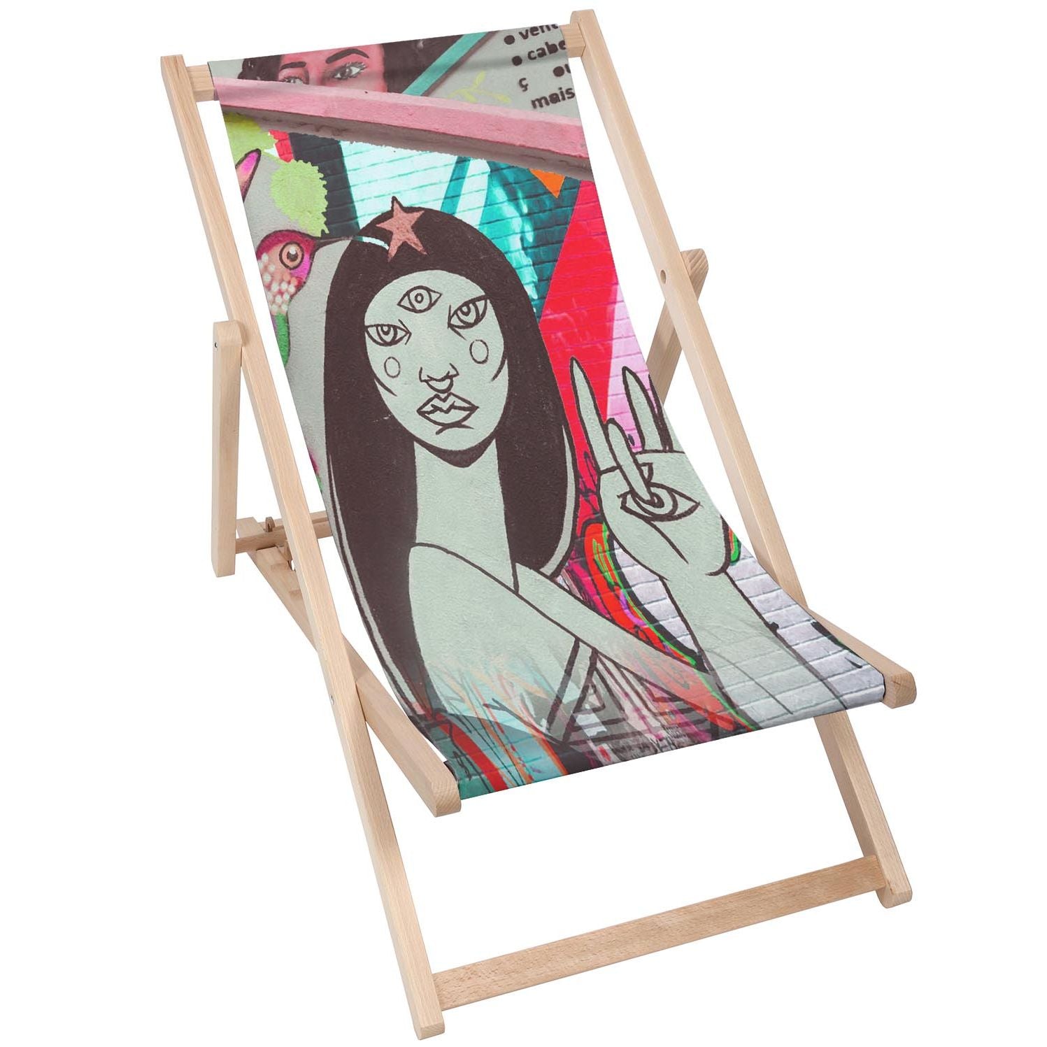 Drevený stolík Three Eyed Woman-50x50 CM