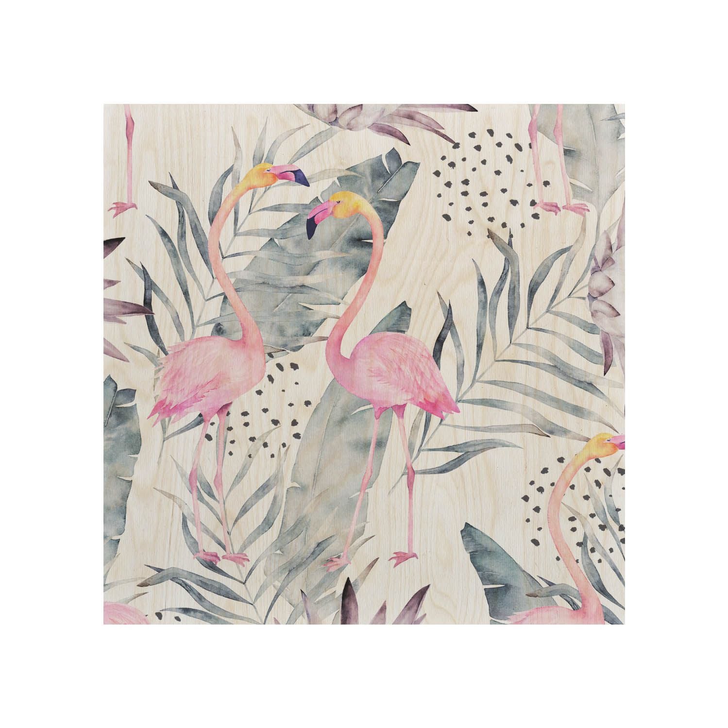 Drevený stolík Tropical Flamingo-50x50 CM