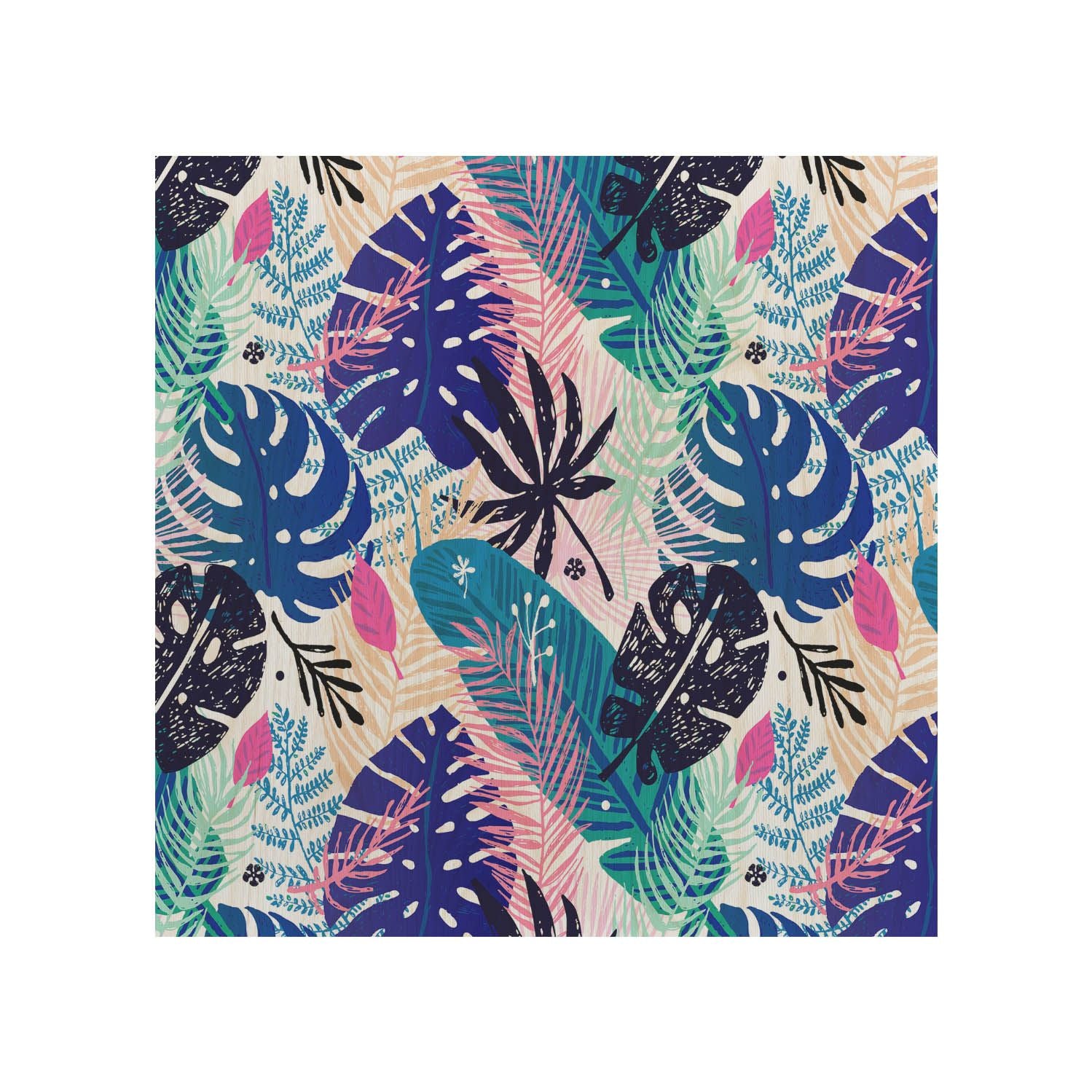 Dřevěný stolek Tropical Leaves Art