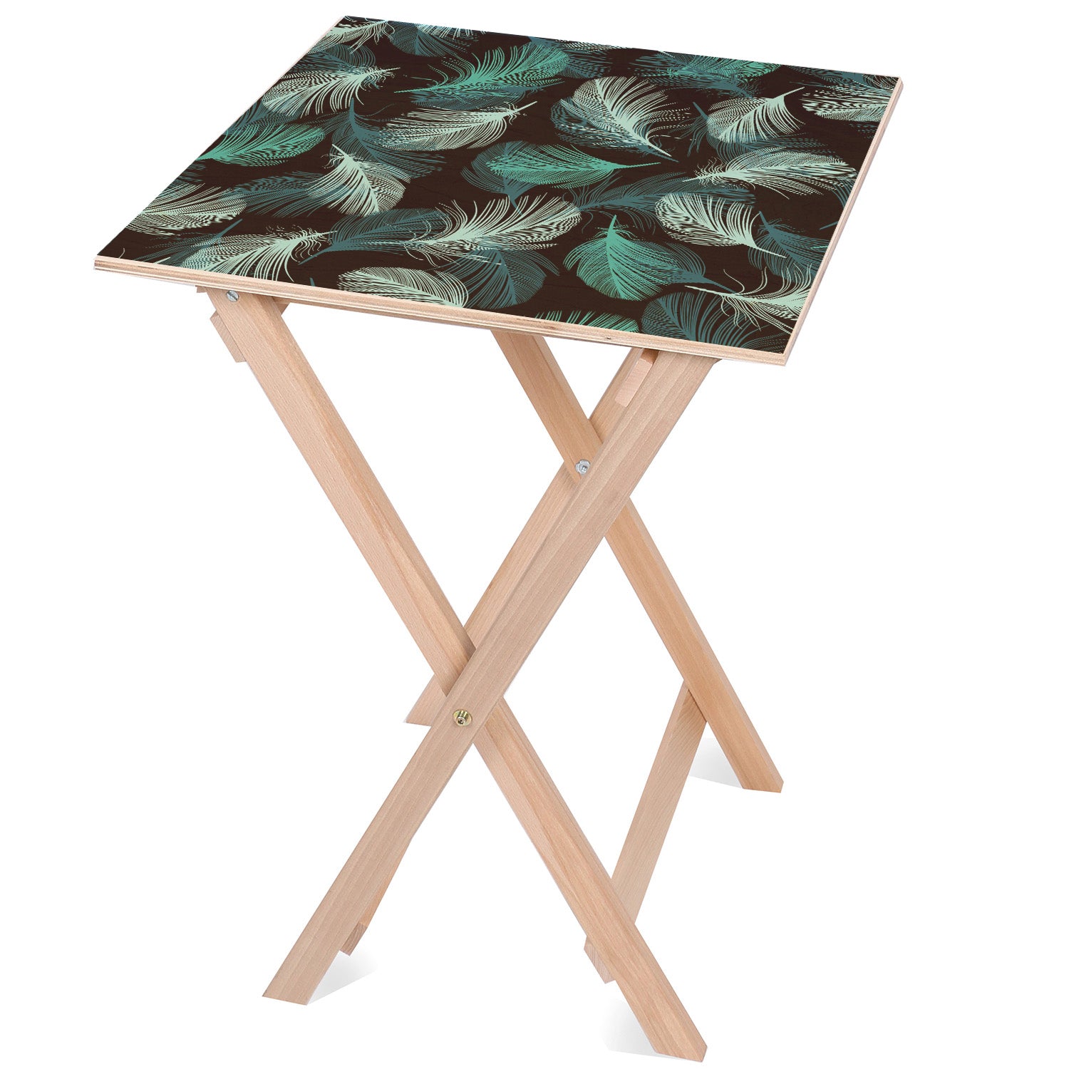 Drevený stolík Turquoise Feathers-30x40 CM