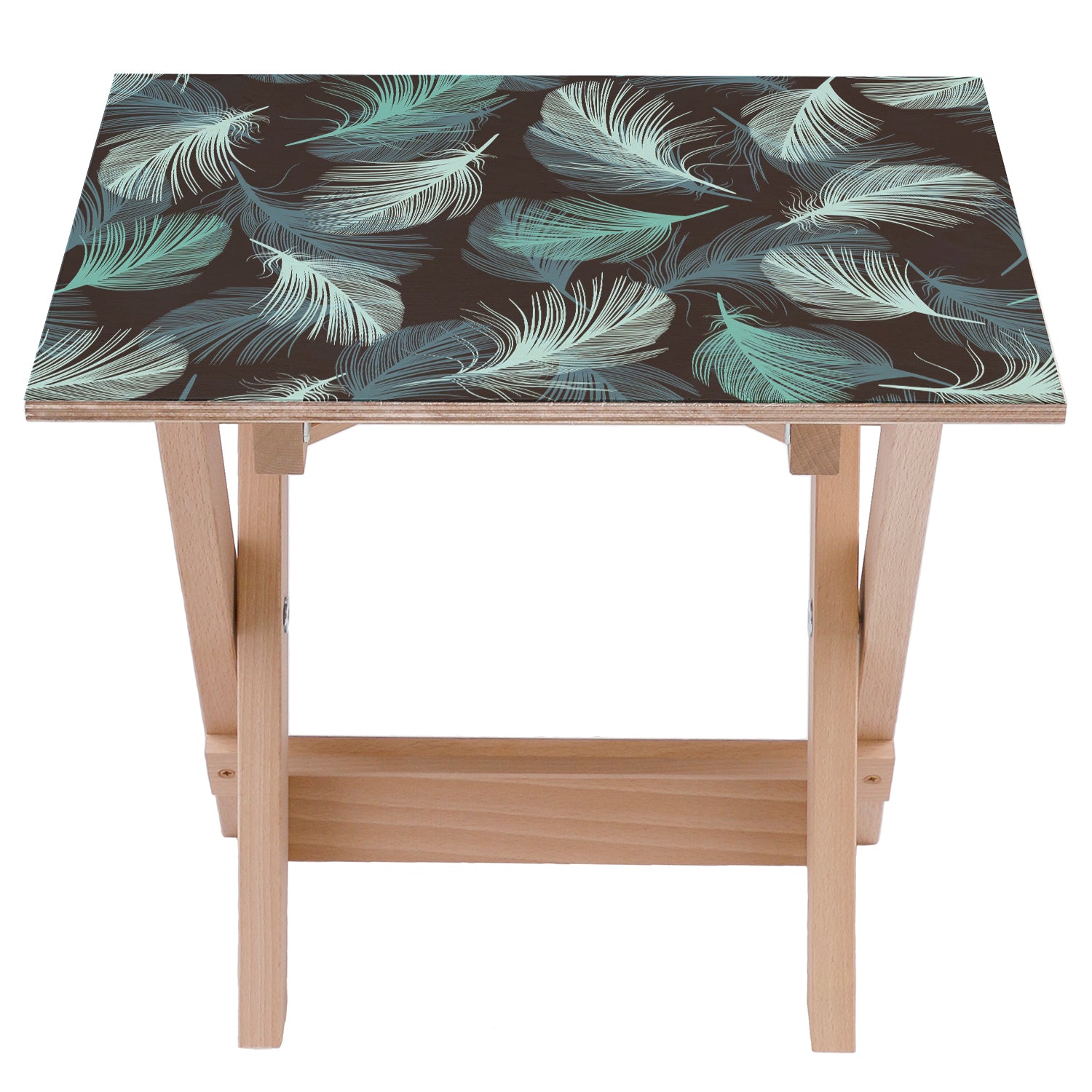 Drevený stolík Turquoise Feathers-30x40 CM