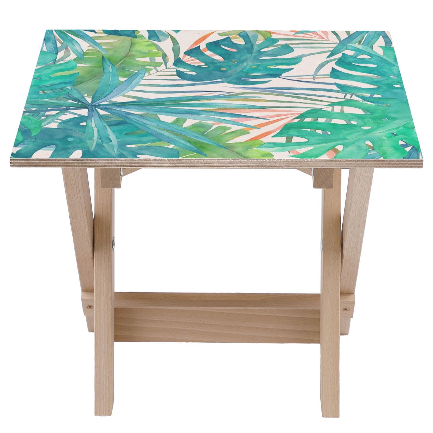 Wooden Table Watercolor Leaves-30x40 CM