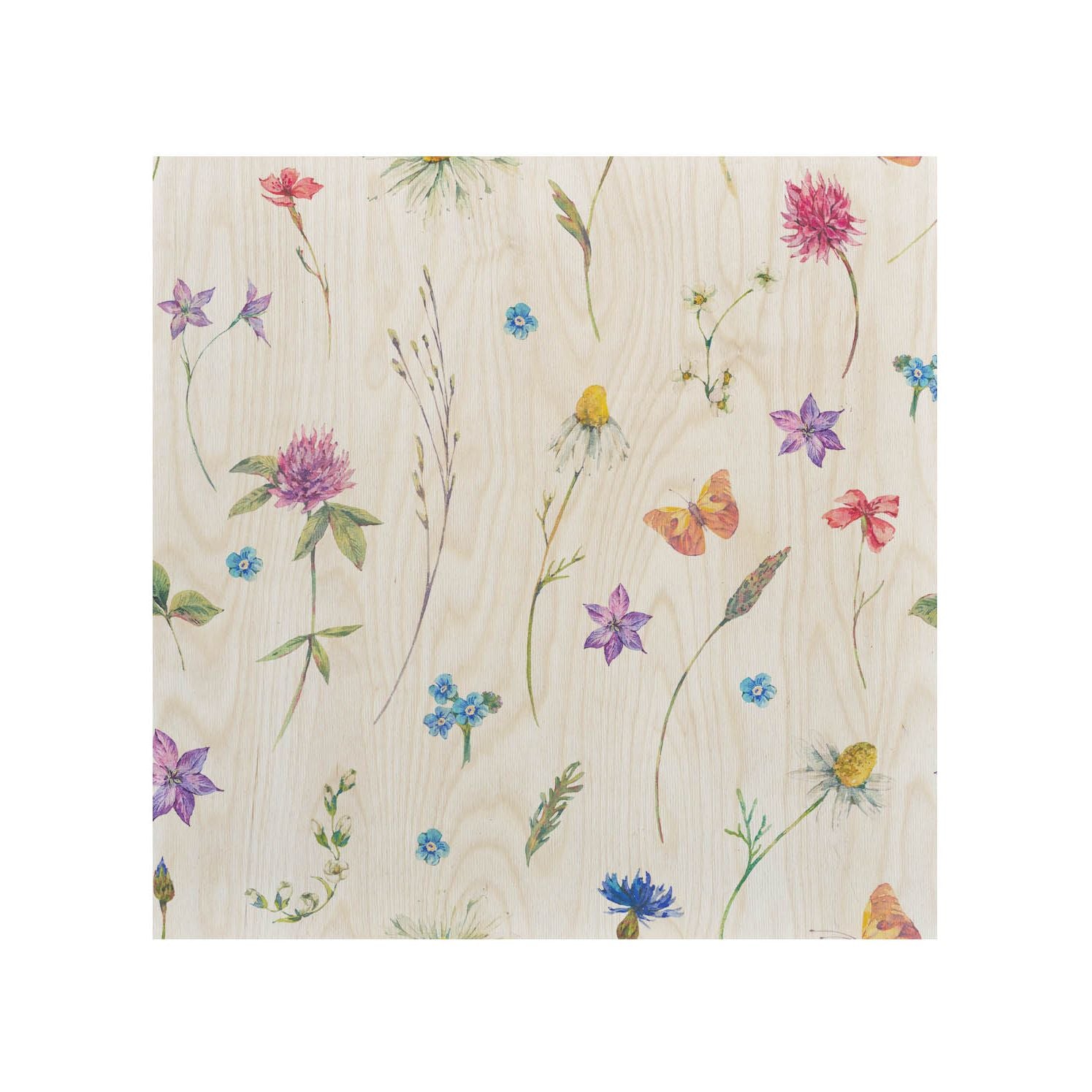 Drevený stolík Watercolor Wild Flowers-50x50 CM