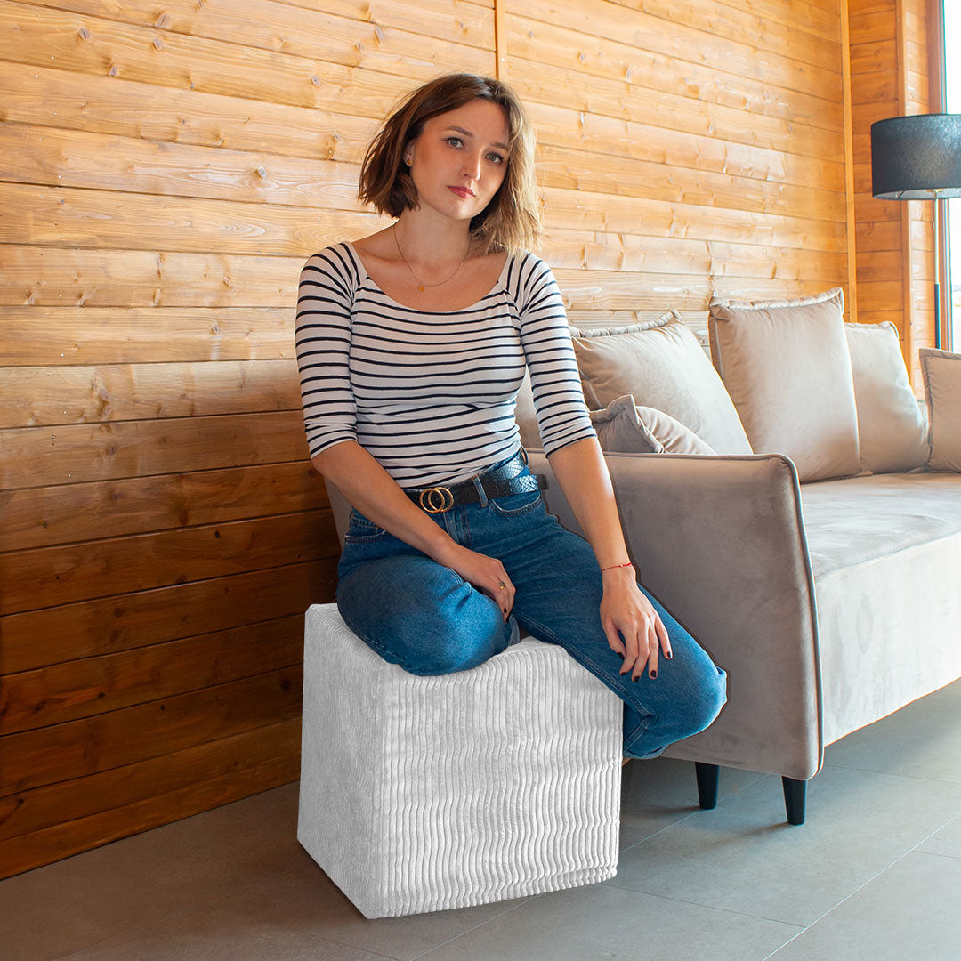 Qubik Storm Gray Pouf-40x40 cm
